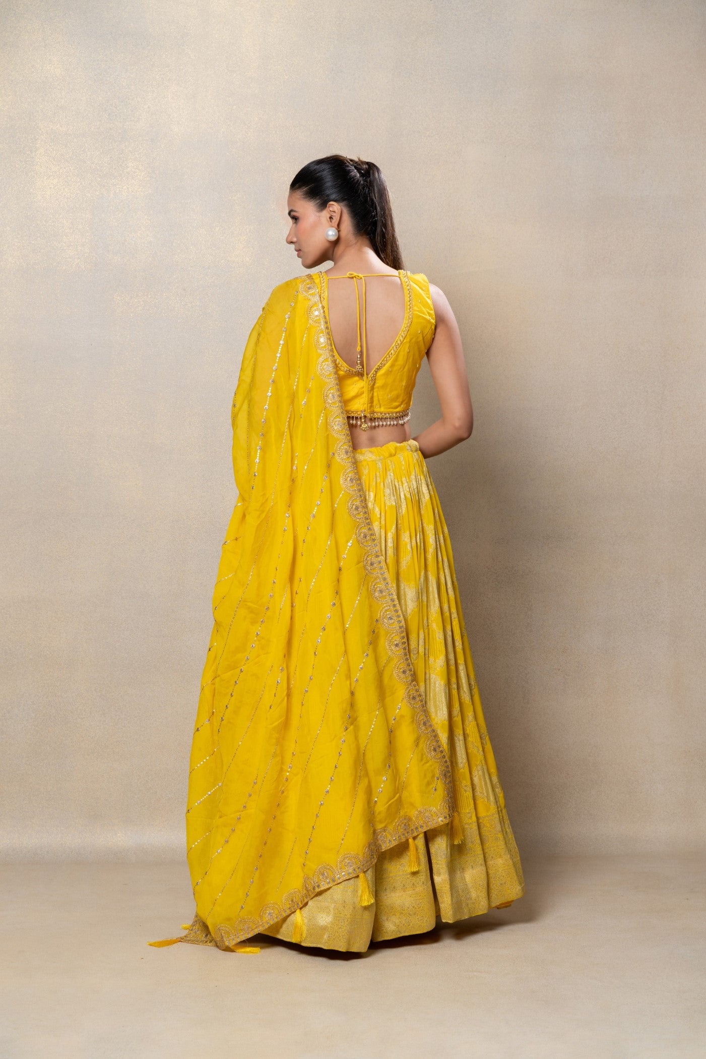 Yellow soft silk lehenga Choli