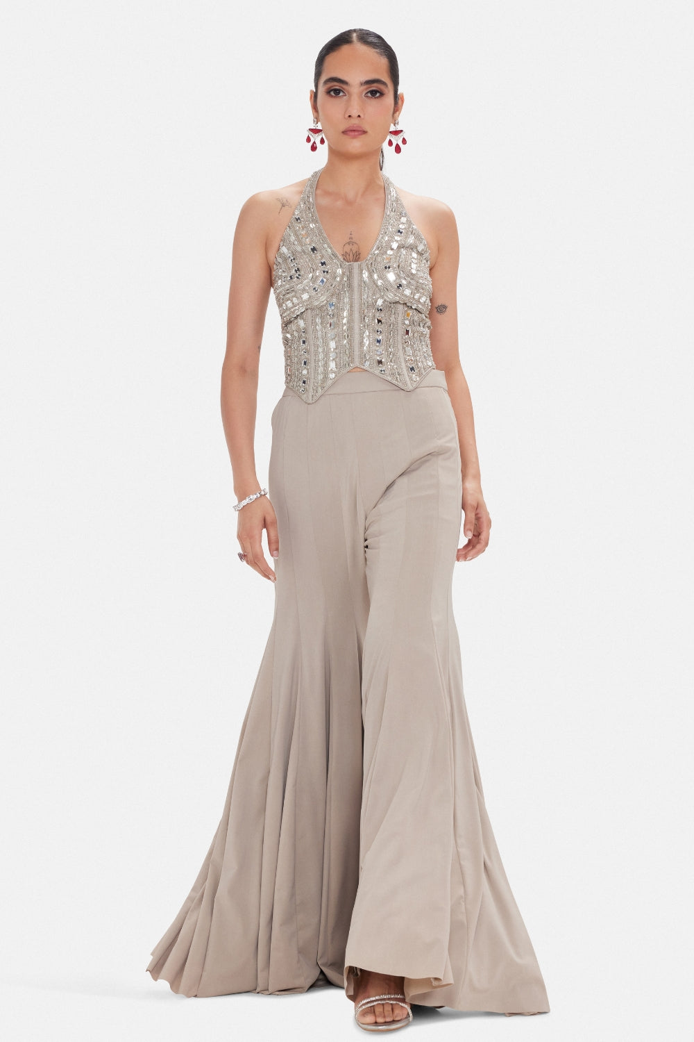 Lycra Indo Western with Mirror and Moti Work