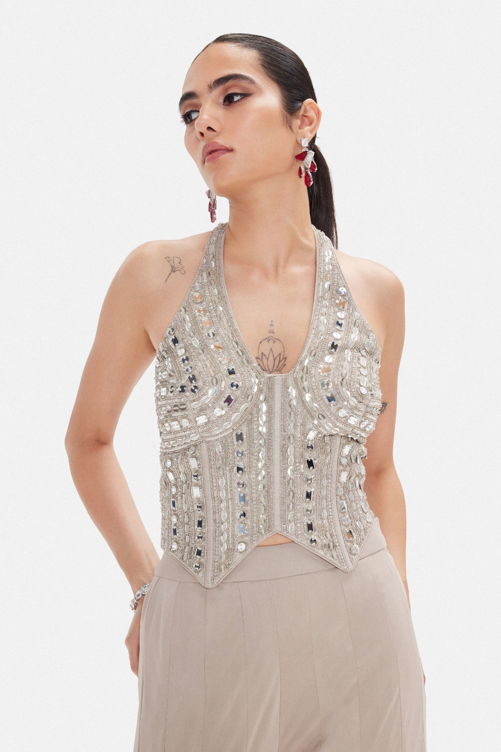 Lycra Indo Western with Mirror and Moti Work