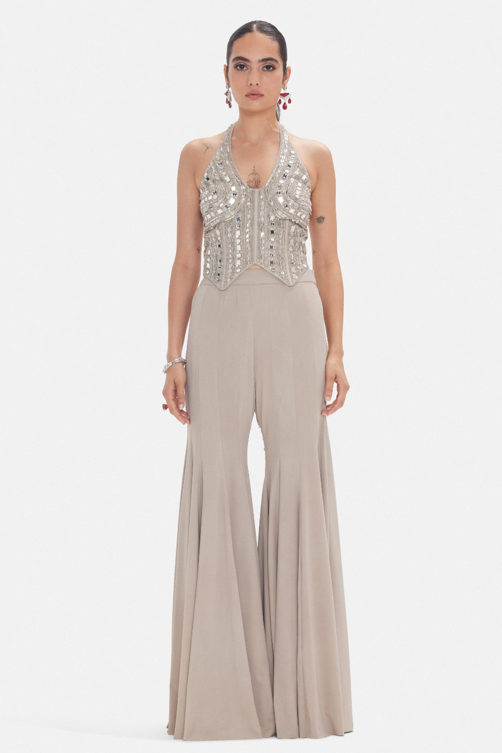 Lycra Indo Western with Mirror and Moti Work