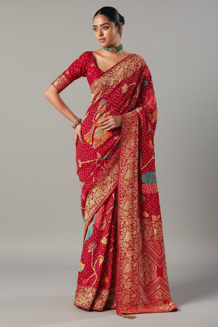 Maroon Georgette Weaving Saree