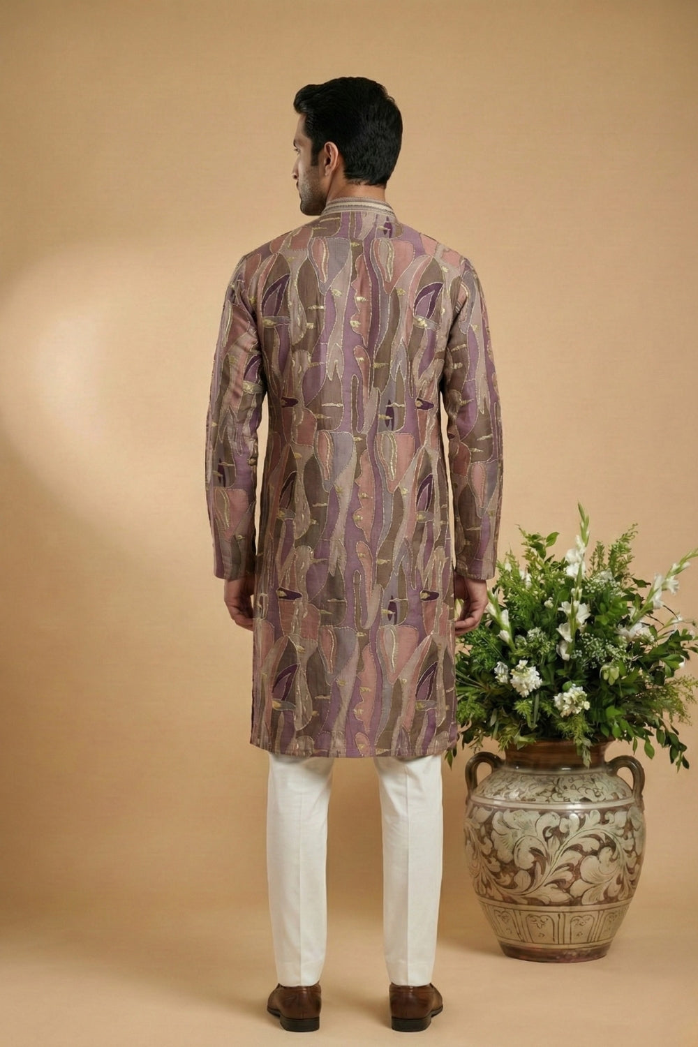 Multi Silk Kurta Set with Embroidery and Sequins Work