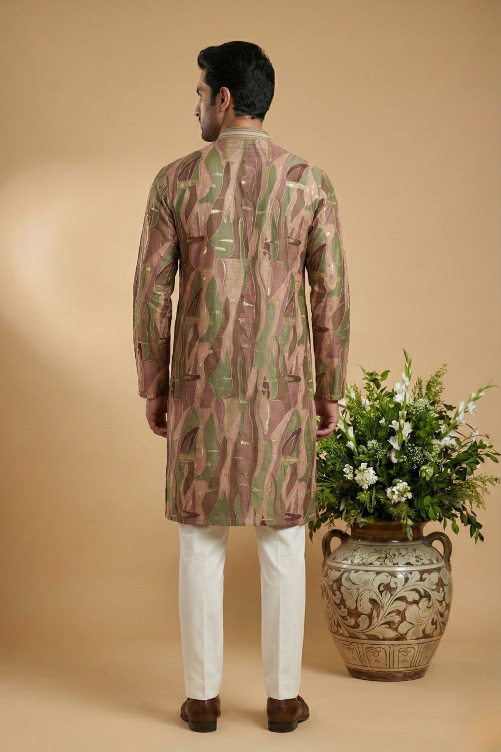 Multi Silk Kurta Set with Embroidery and Sequins Work