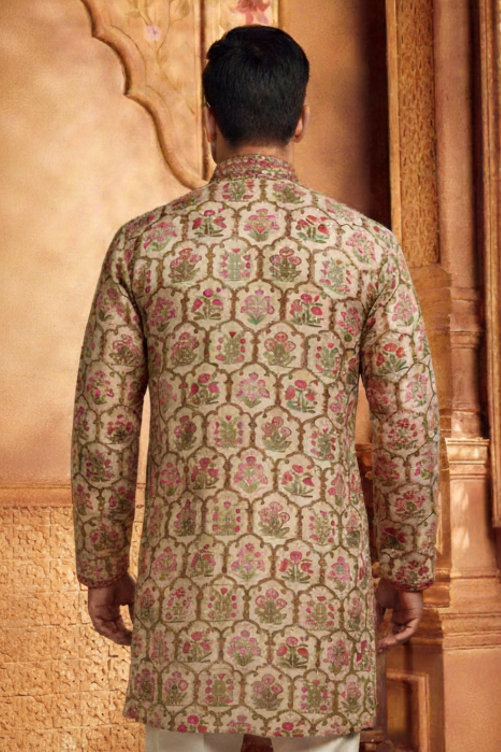 Multi Silk Kurta Set with Mirror and Embroidery Work