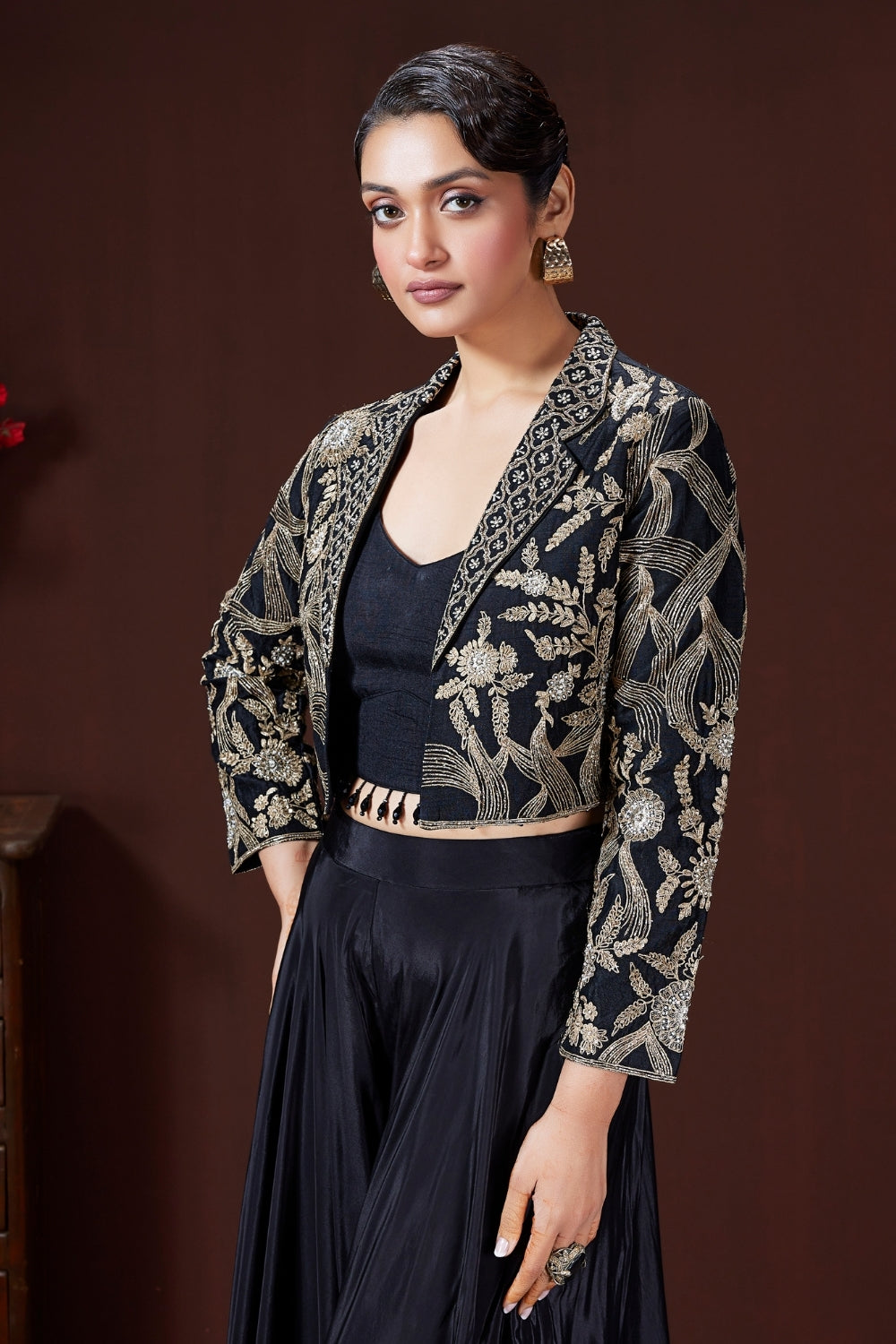 Navy Blue Palazzo Set with Cutdana and Zari Embroidered Work