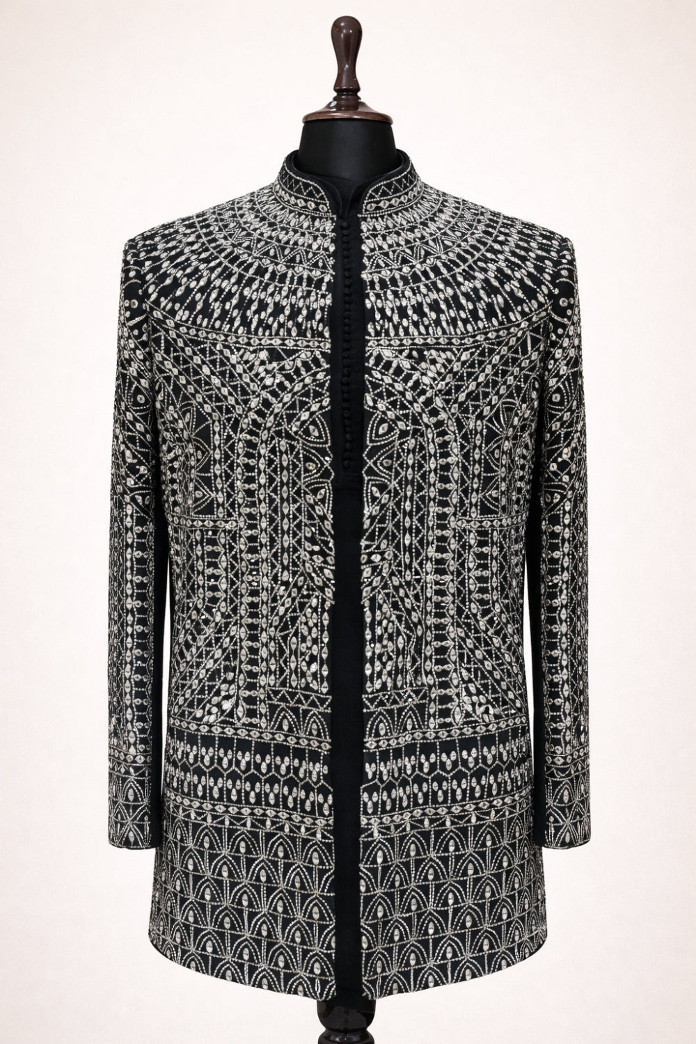 Black Silk Open Indo Westren with Mirror and Thread Work