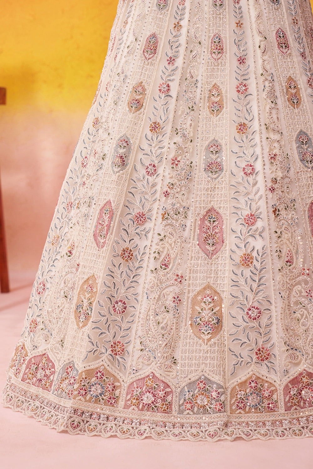 Net Lehenga Set with Embroidery and Sequins Work