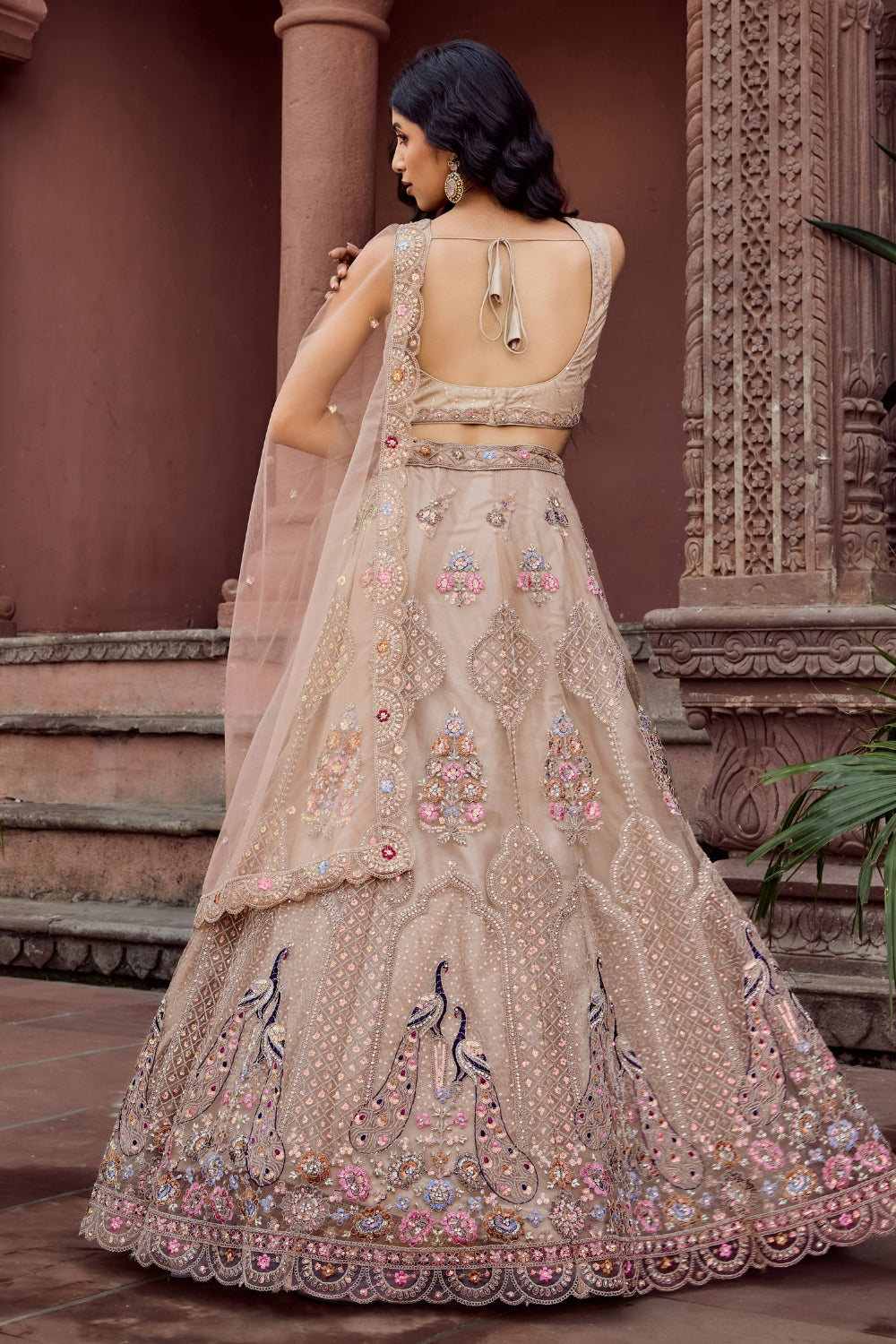 Net Lehenga Set with Resham Embroidery and Stone Work