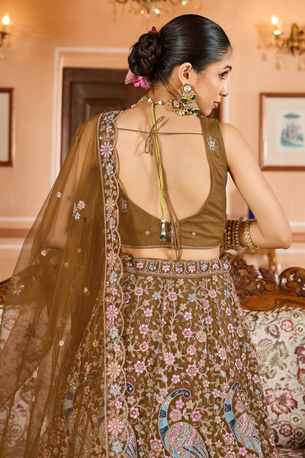 Net Lehenga Set with Stone and Sequins Work