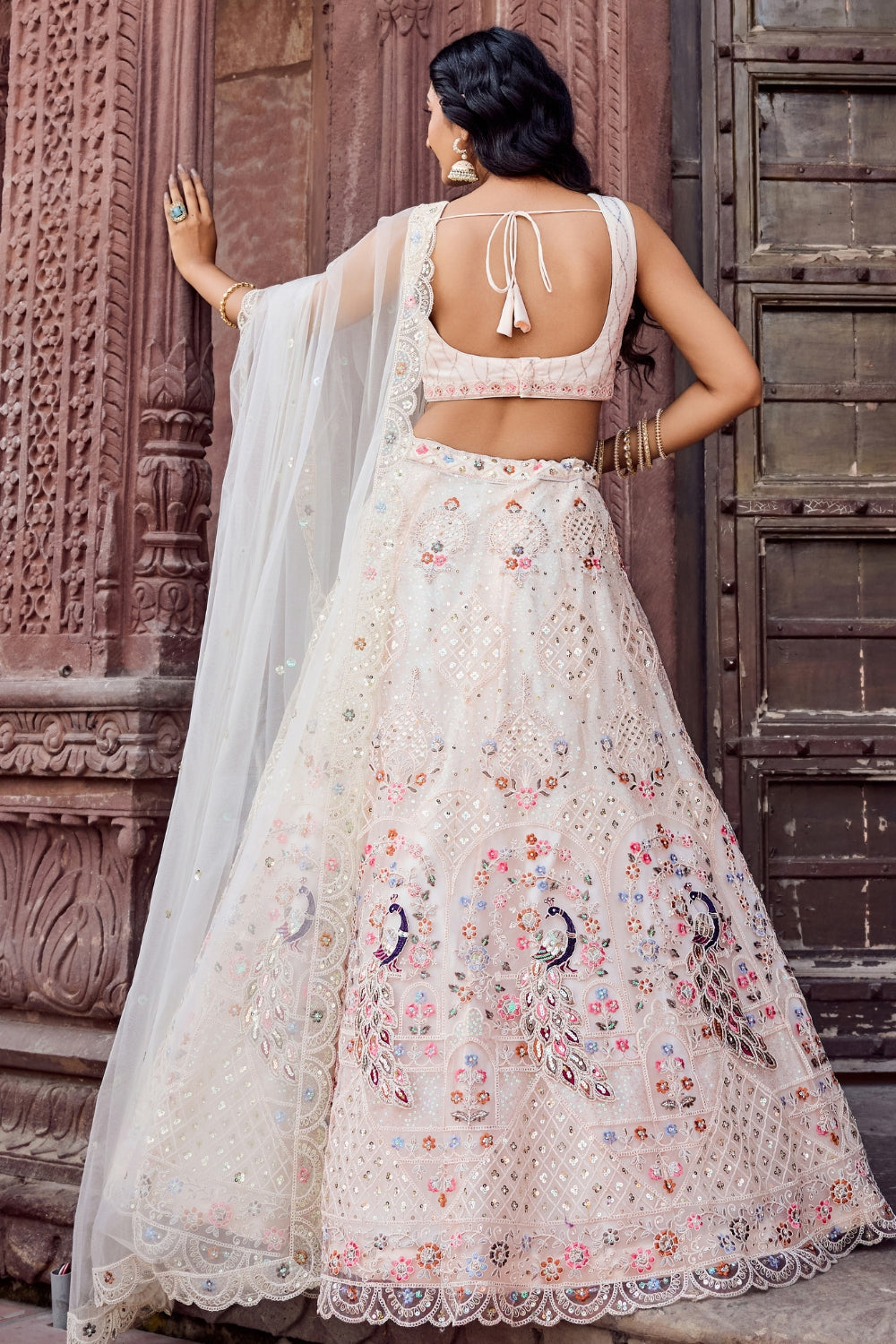 Net Lehenga Set with Stone and Sequins Work