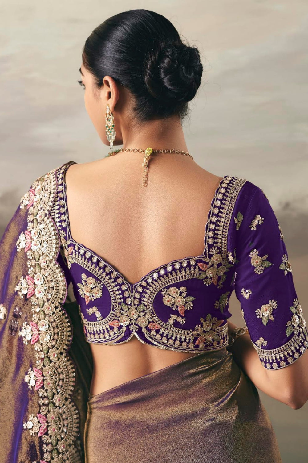 Ombre Tissue Saree with Mirror and Sequins Work