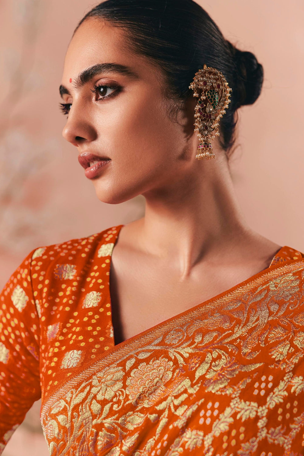 Orange Georgette Weaving Saree
