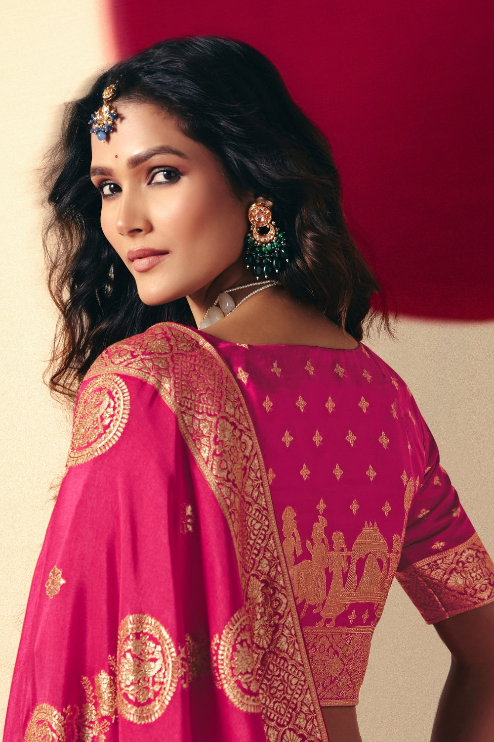 PINK SILK SAREE WITH WEAVING