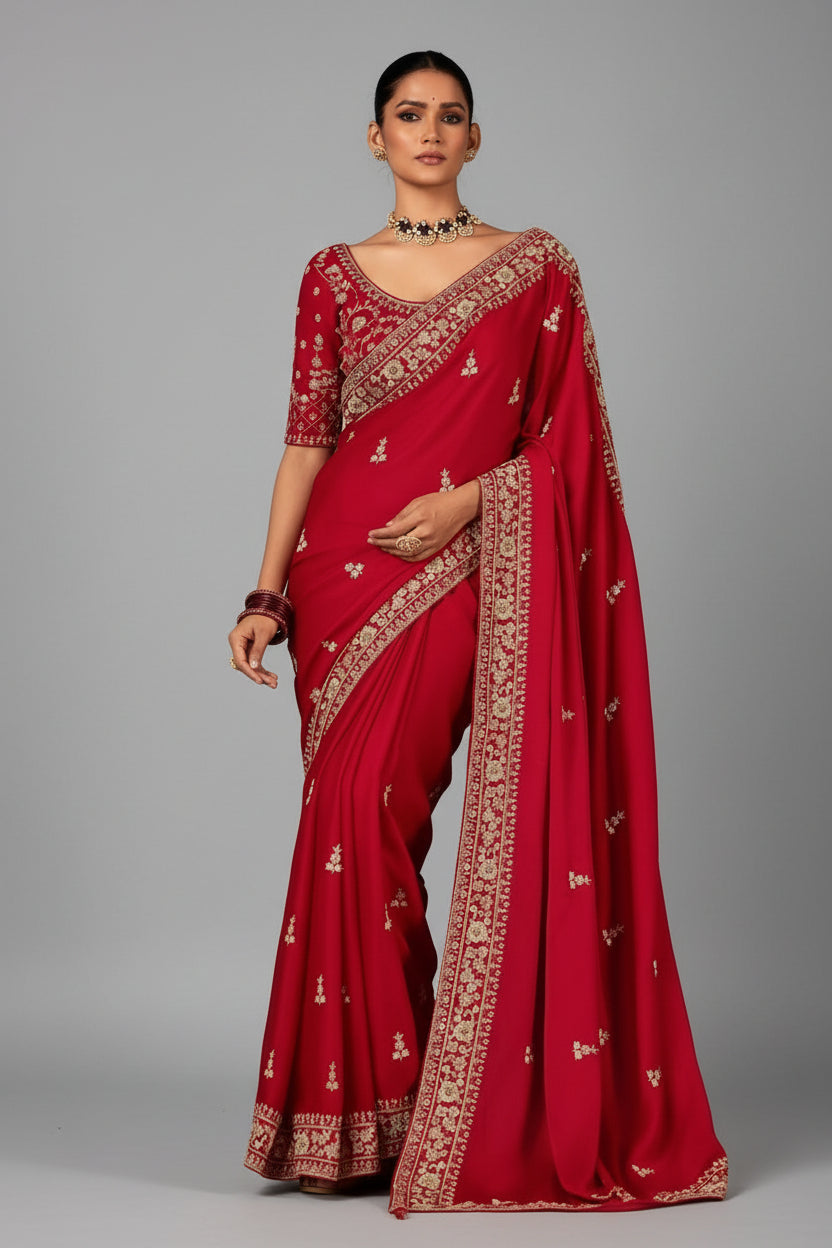 Pink Organza Tissue Saree with Embroidery and Sequins Work