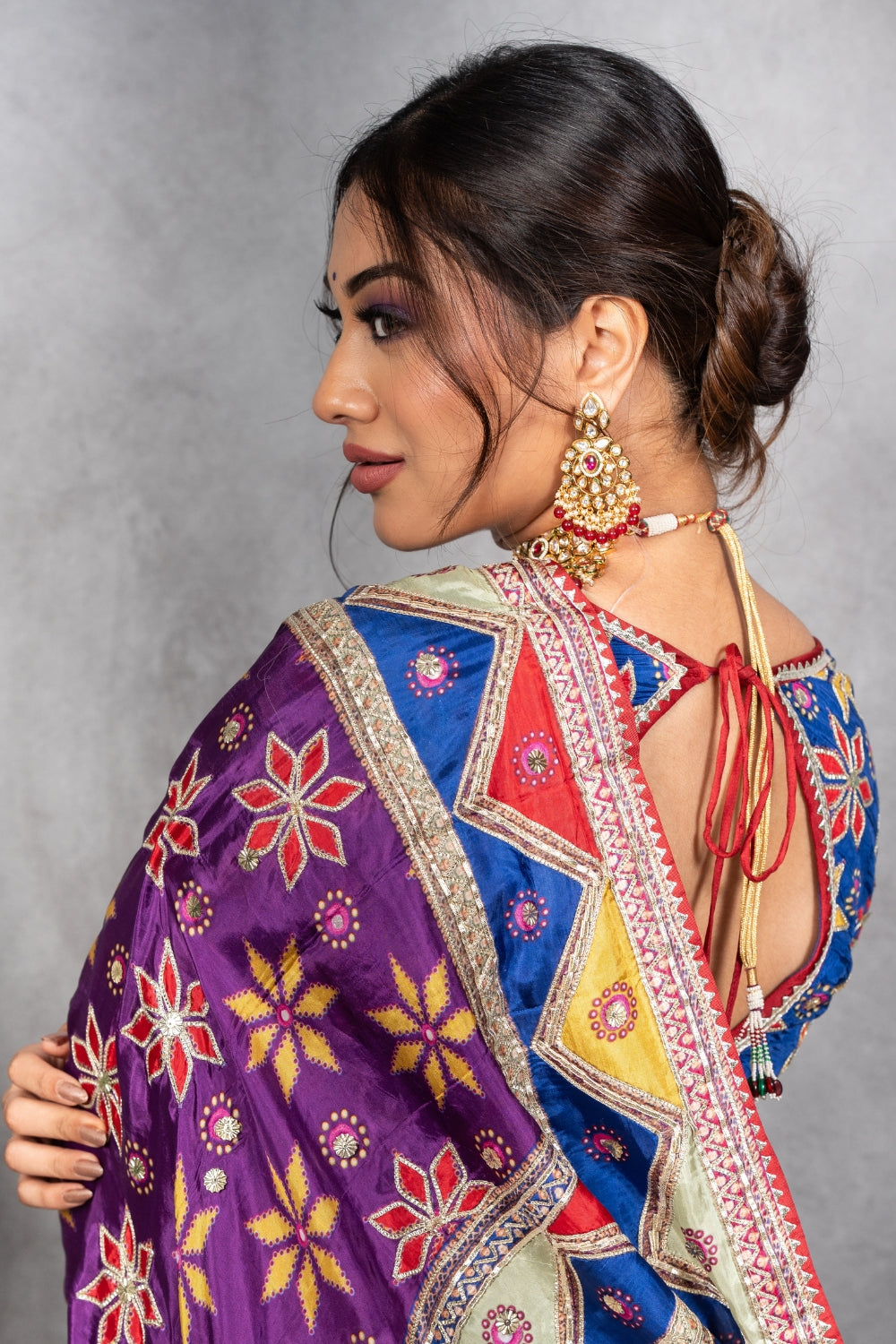 Purple Crepe Silk Saree with Gota Patti and Sequins Work