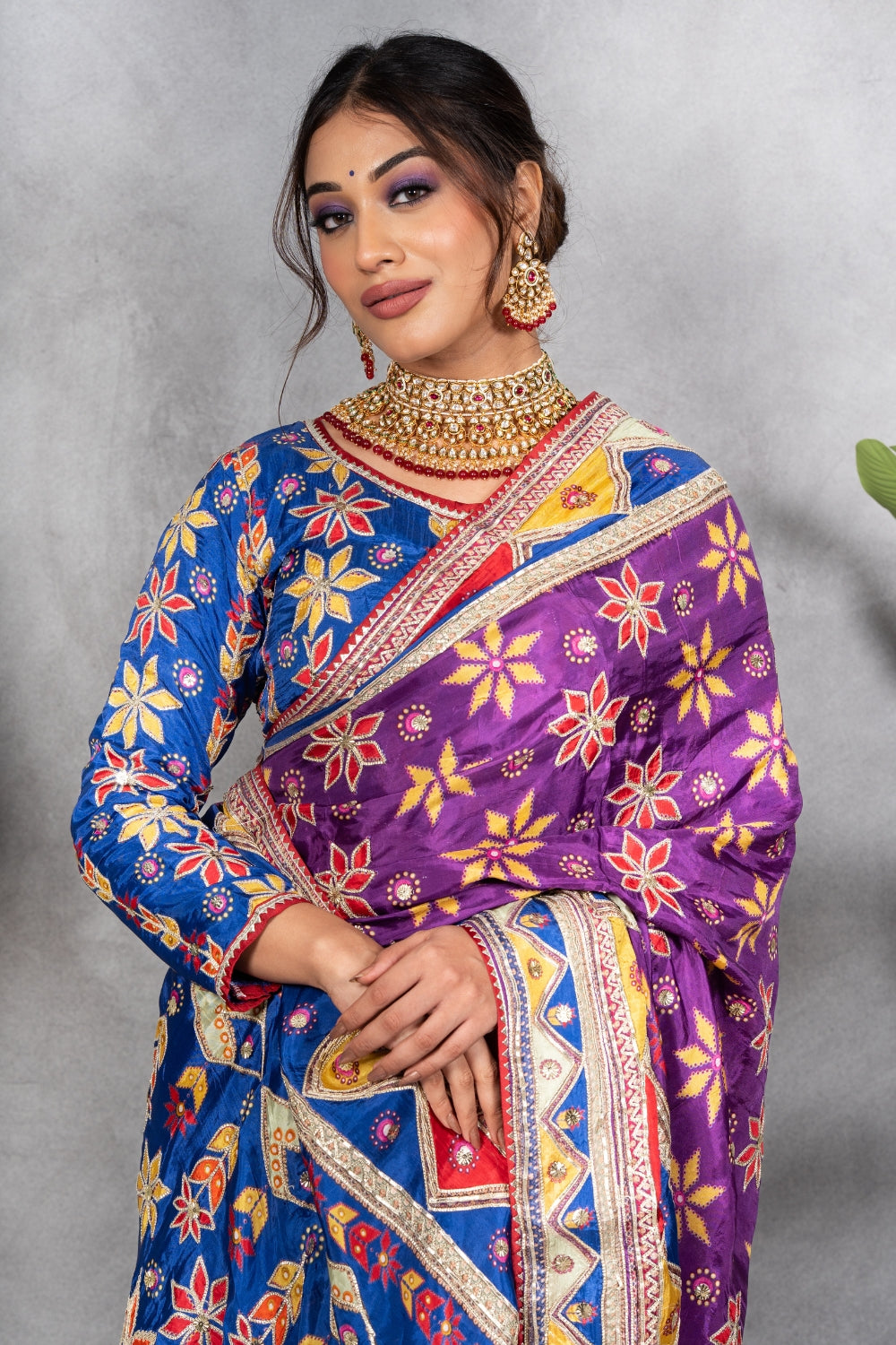 Purple Crepe Silk Saree with Gota Patti and Sequins Work