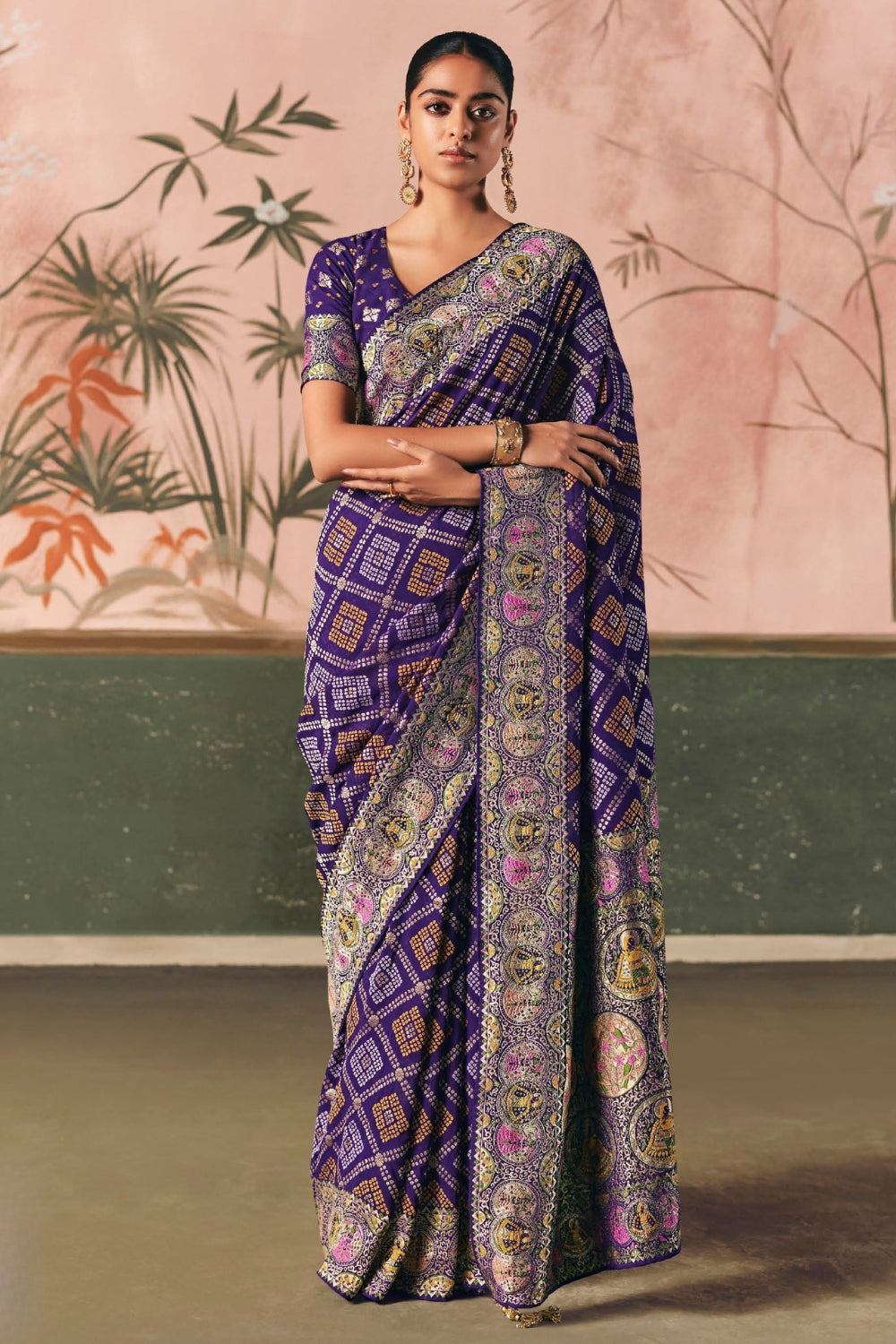Purple Georgette Weaving Saree