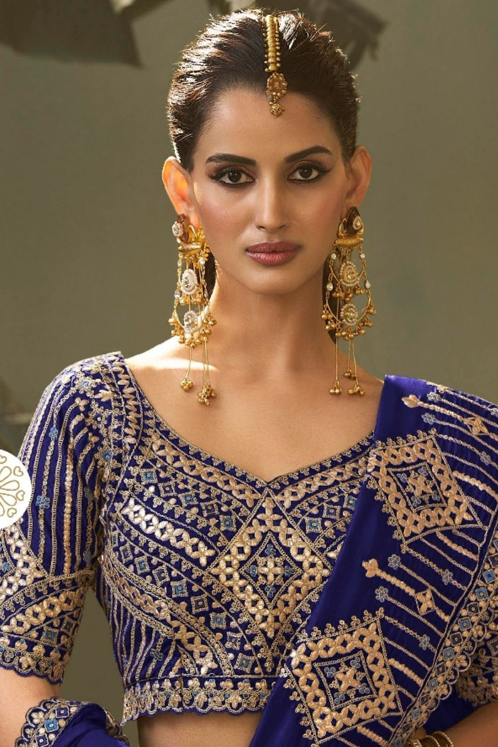 Blue Silk Saree with Embroidery and Sequins Work