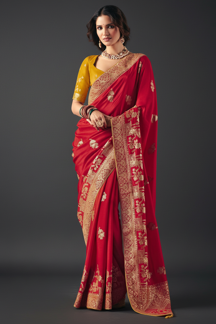RED SILK WEAVING SAREE