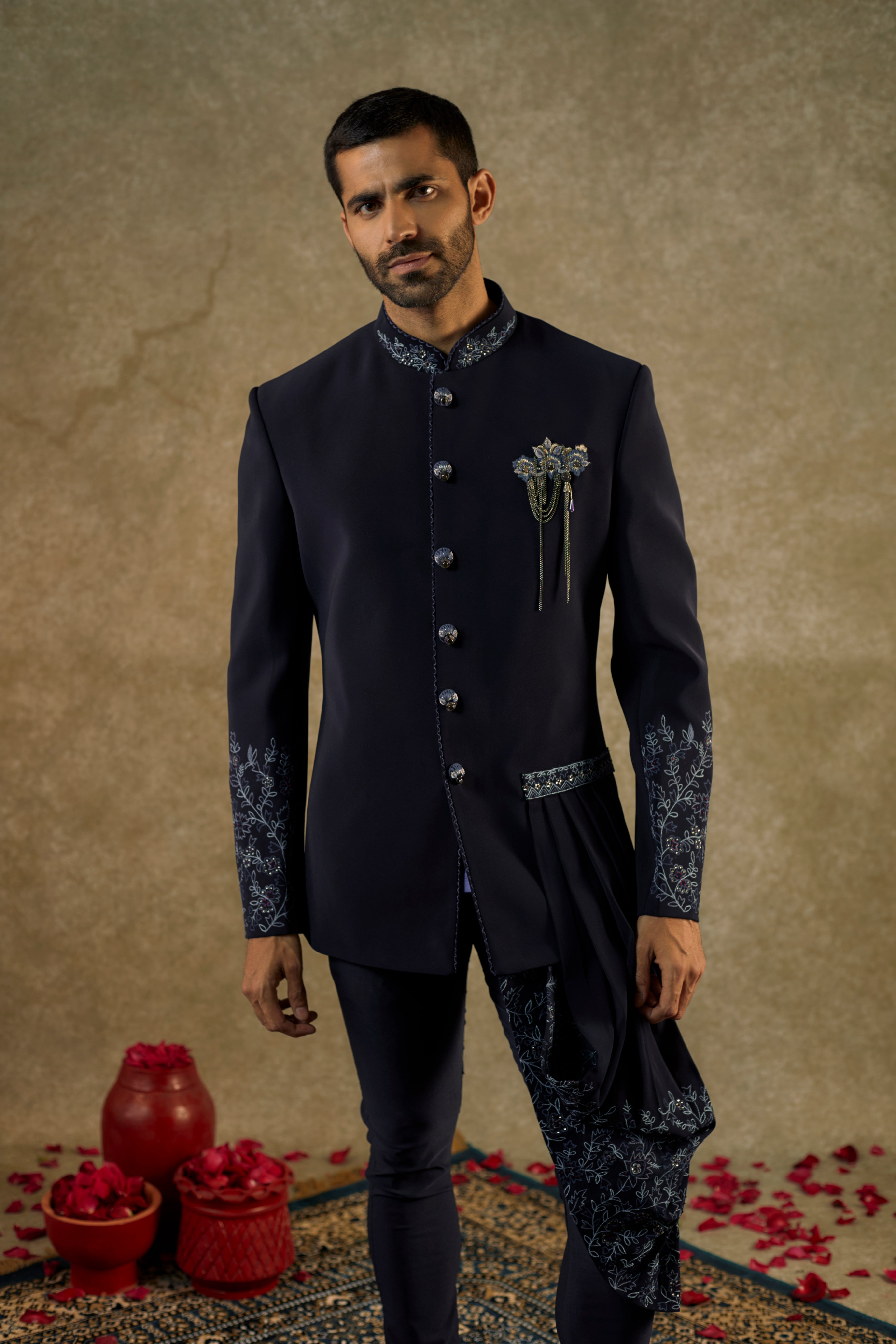 Iron Blue Cowl Trapping Imported japanese jodhpuri set