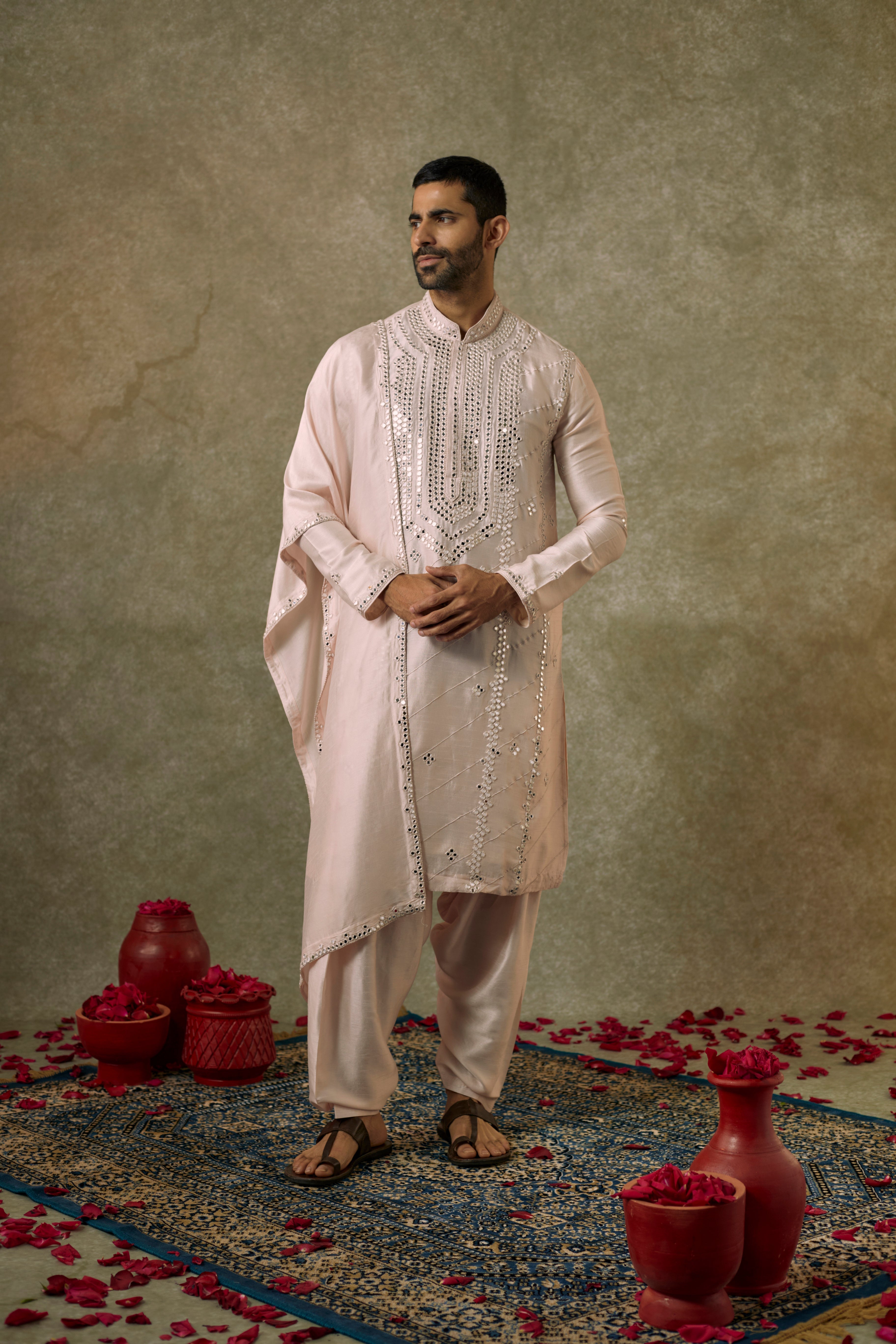 Art silk mirror embroidered patiala suit set