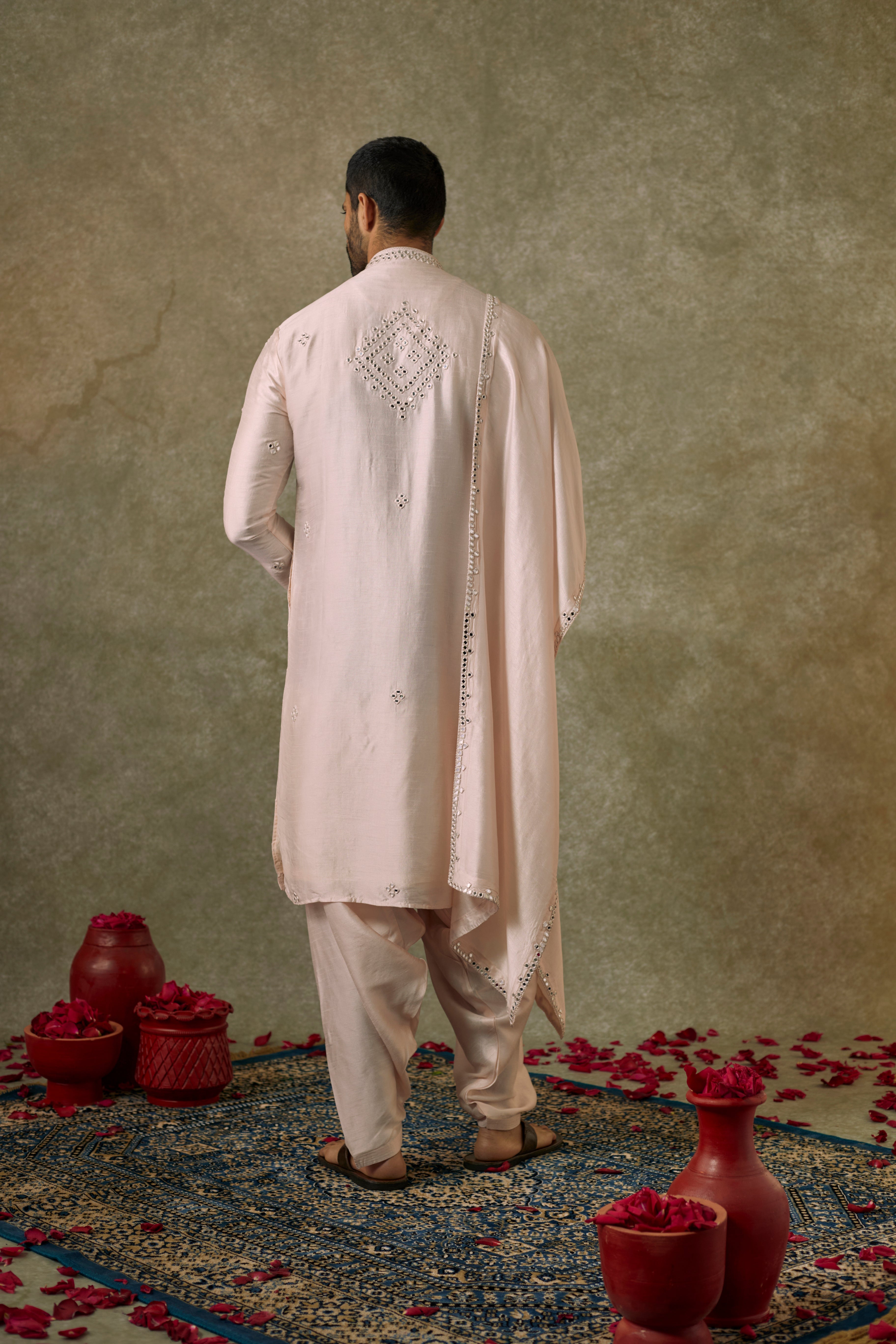 Art silk mirror embroidered patiala suit set