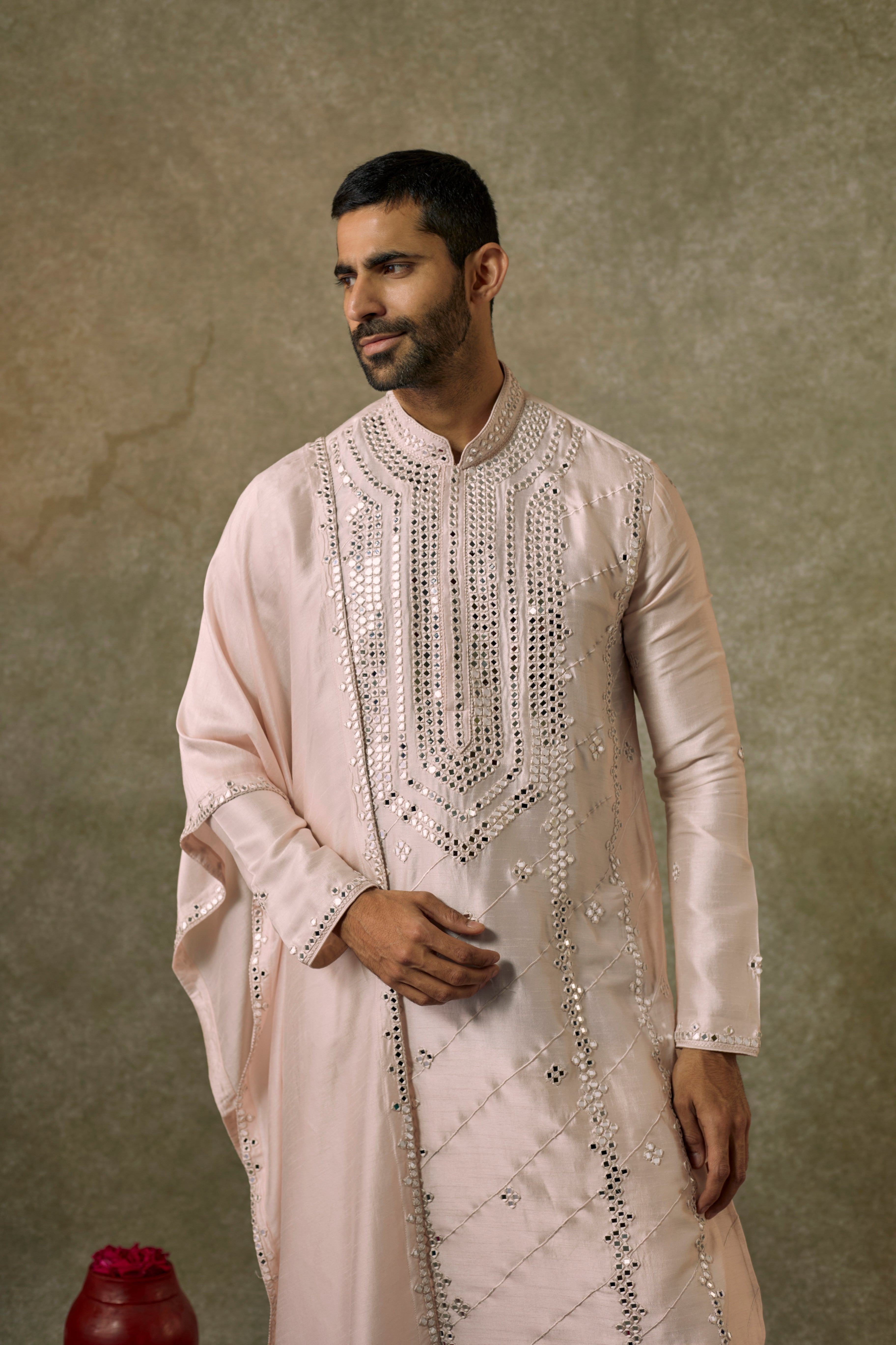 Art silk mirror embroidered patiala suit set