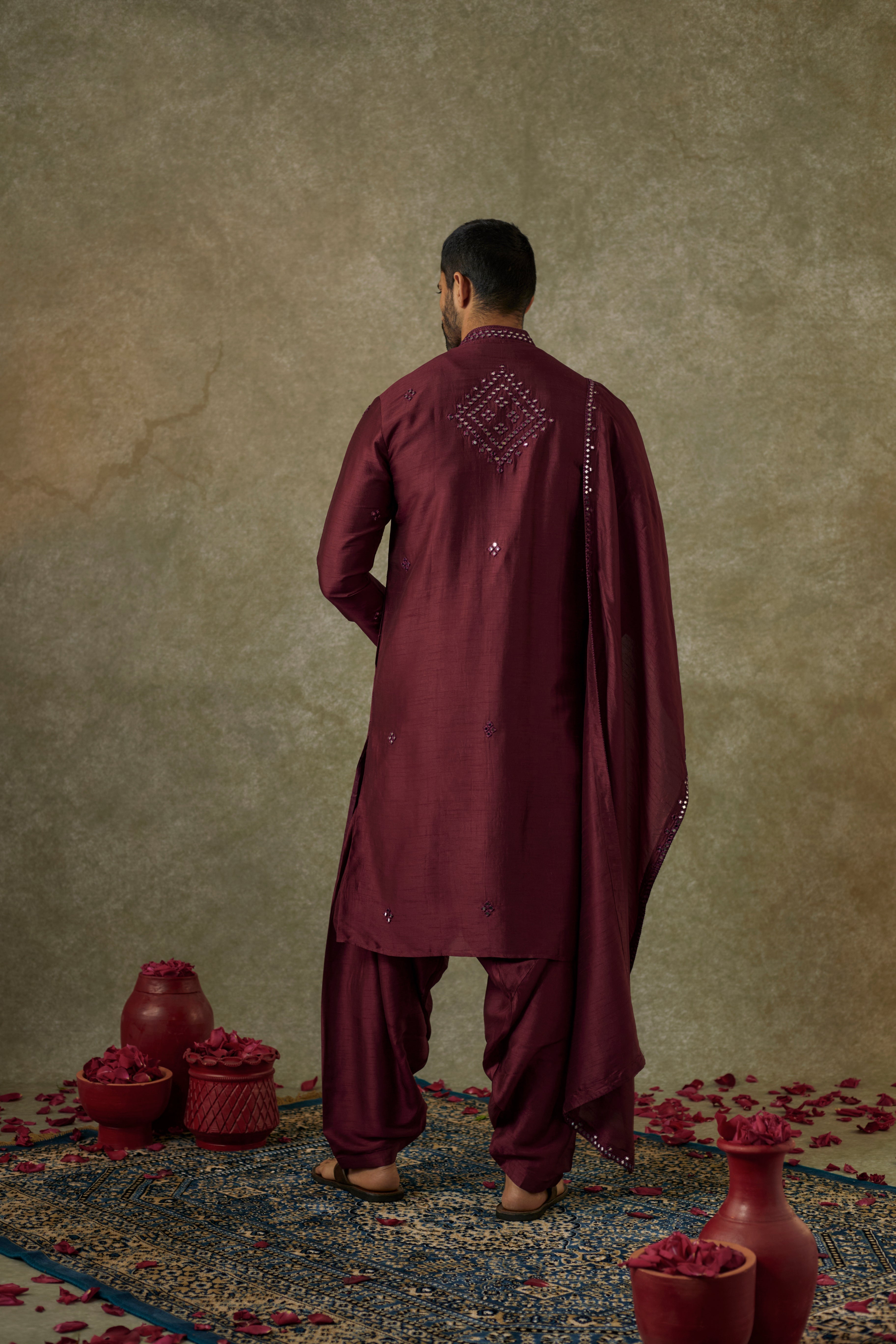 Art silk mirror embroidered patiala suit set