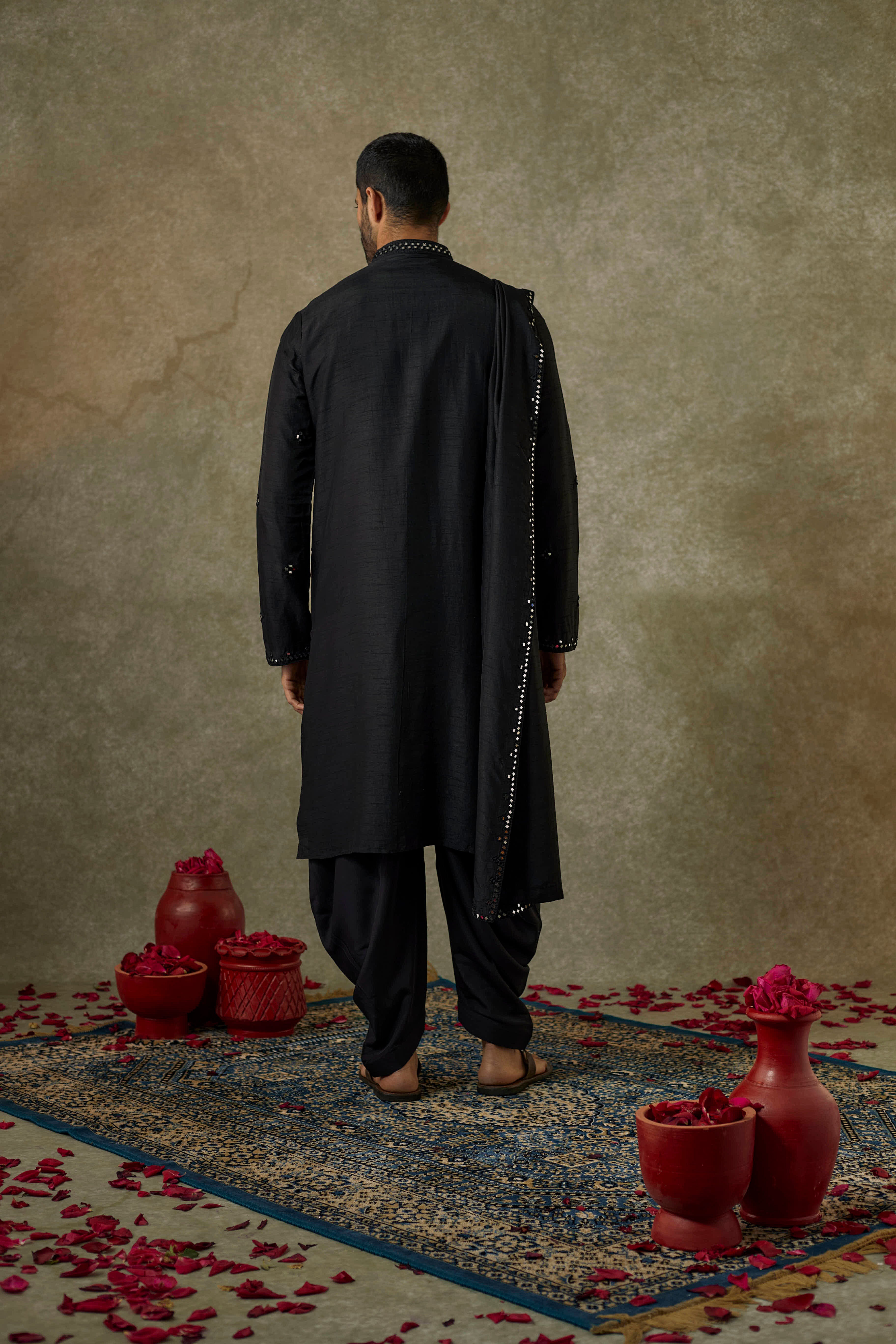 Art silk mirror embroidered patiala suit set