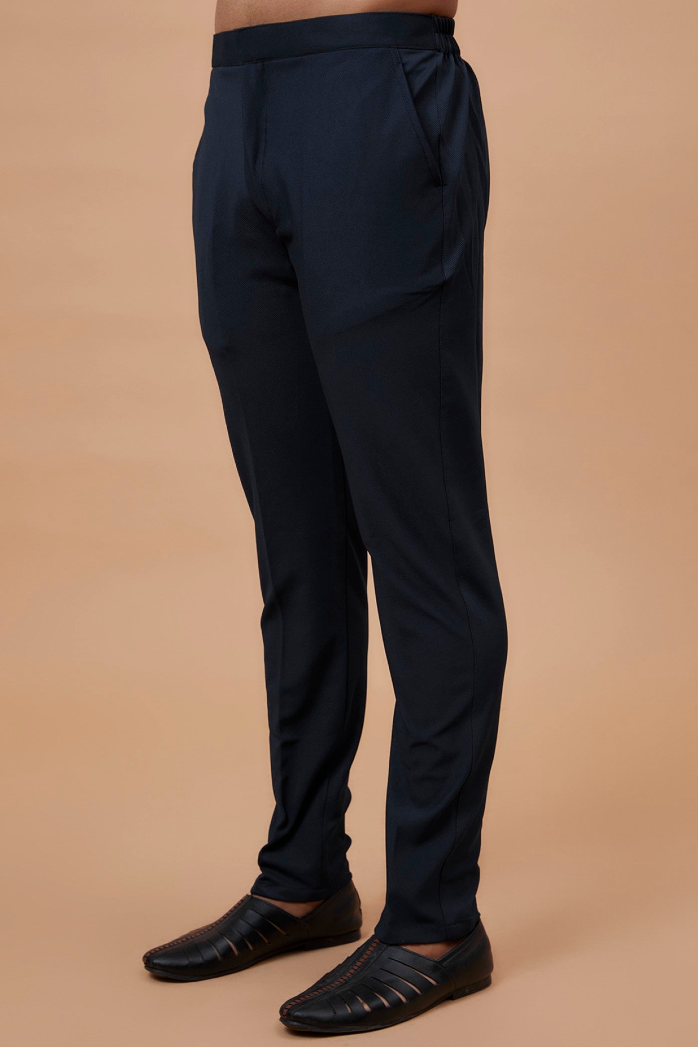 Blue Suiting Fabric Embroidered Indowestern Set