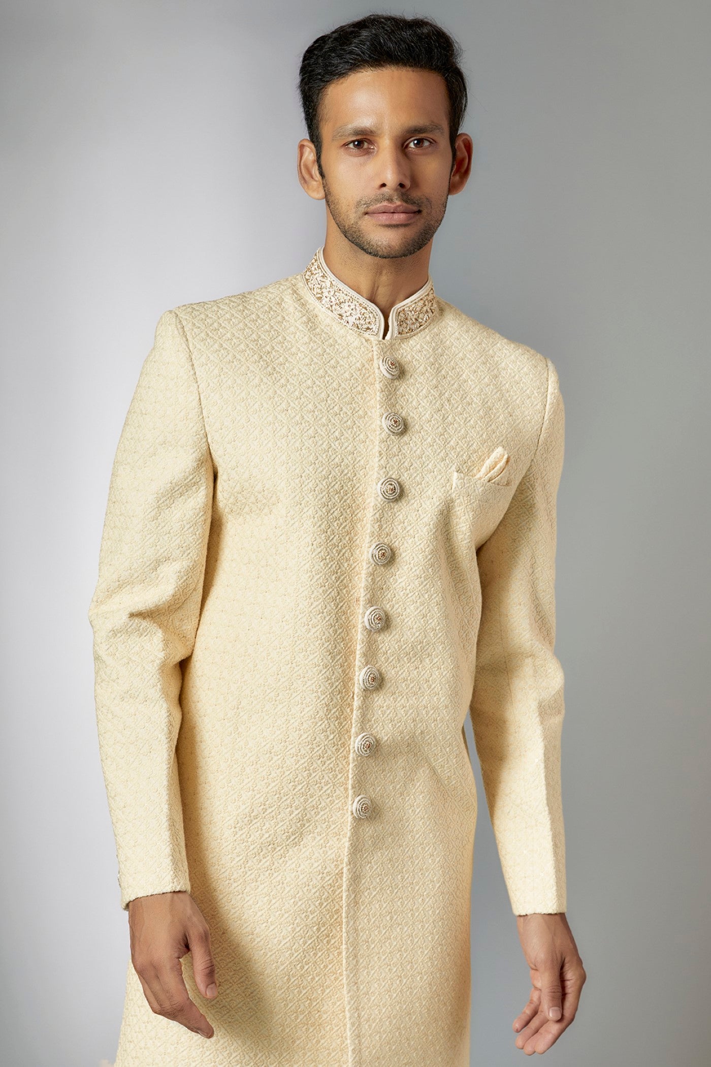 Off-White Lucknowi Embroidered Sherwani Set