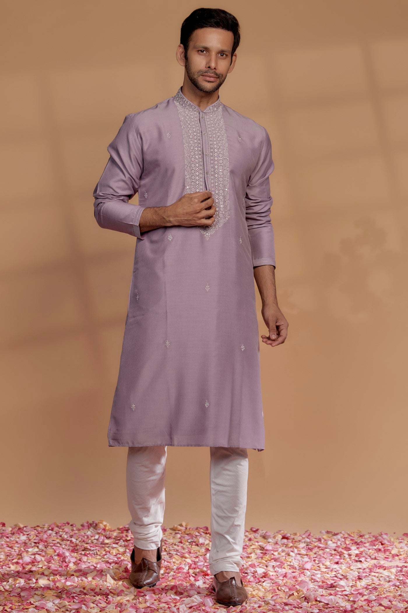 Silk Hand Embroidered Kurta Set