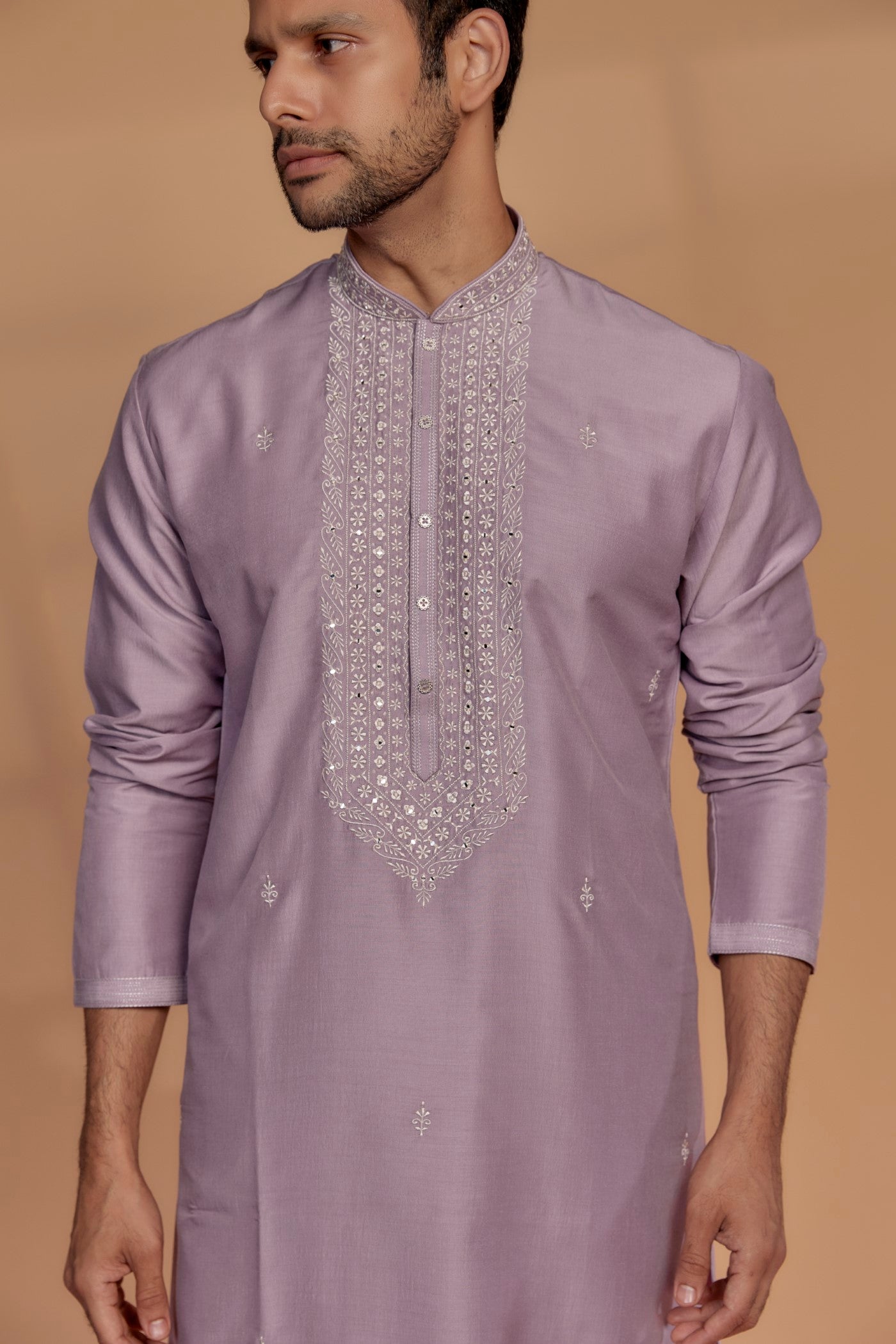 Silk Hand Embroidered Kurta Set