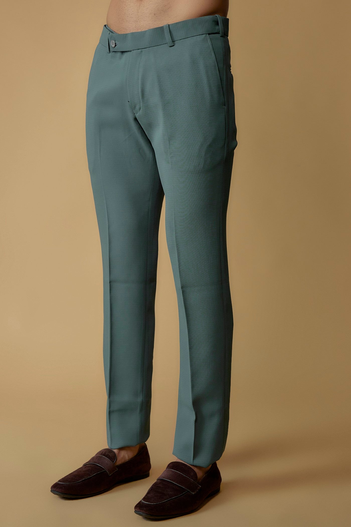 Teal Blue Japanese Suiting Fabric  Bandhgala Set