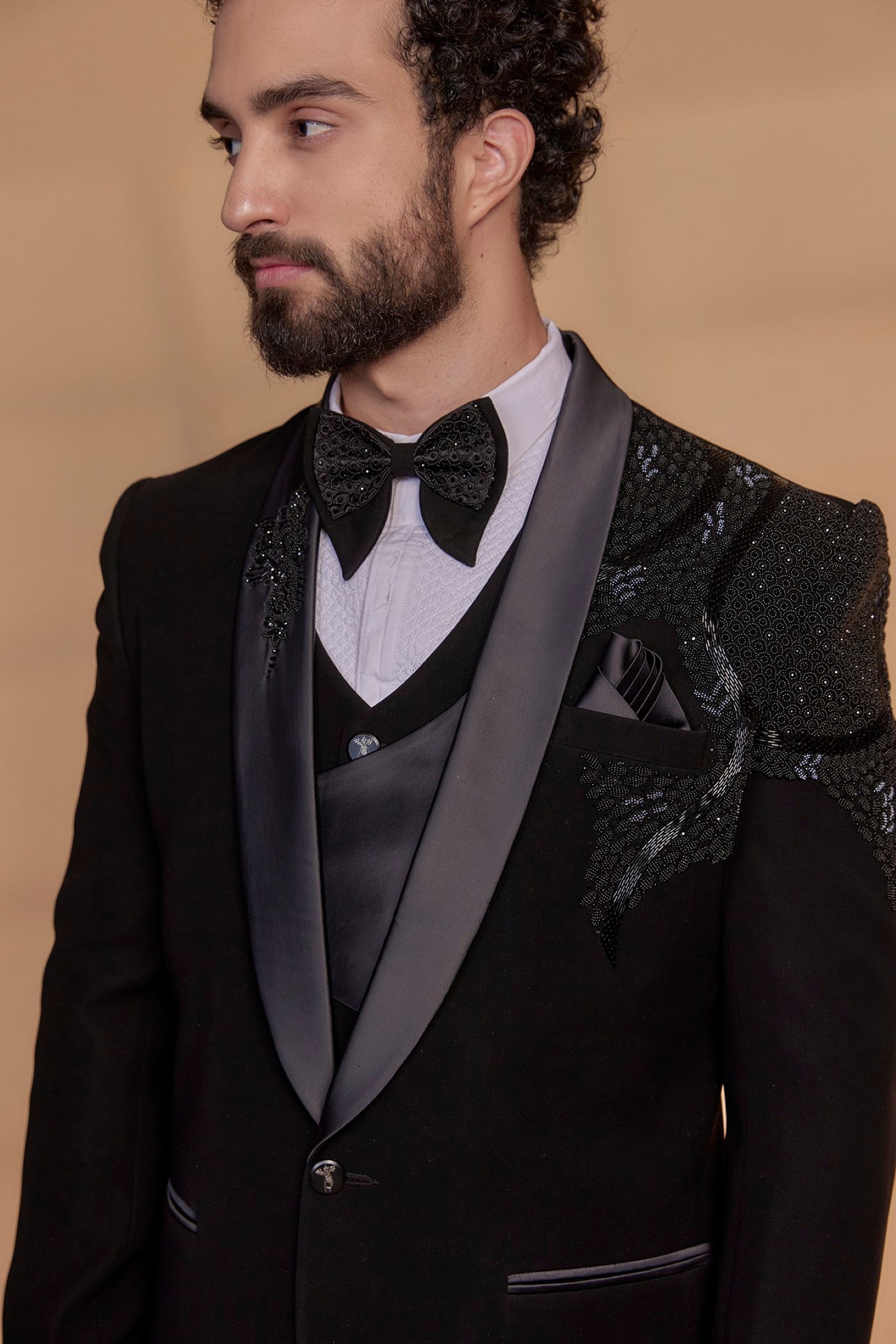 Jet Black Lachka Tuxedo Set