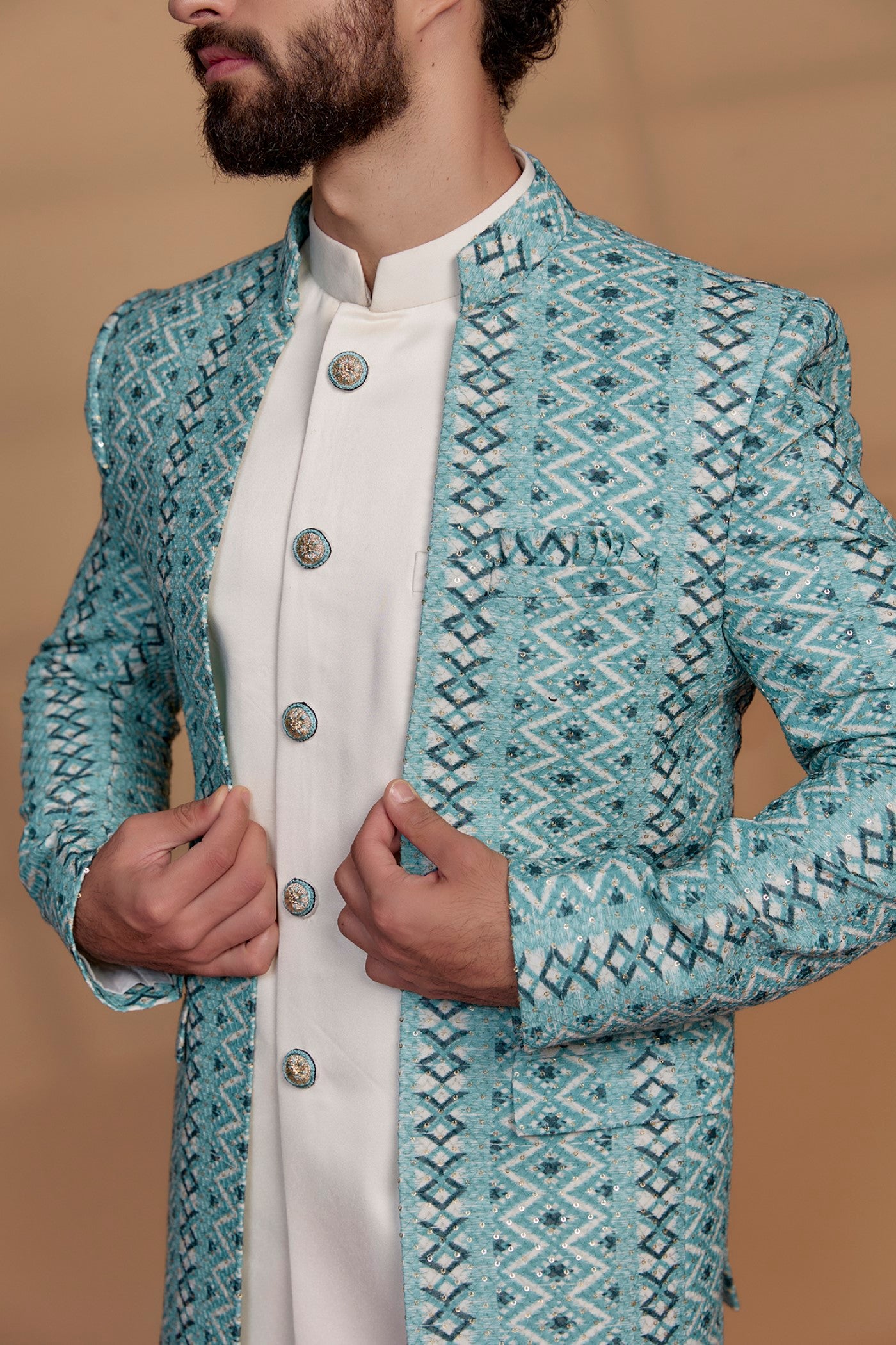 Silk & Imported Suiting Fabric Indowestern Set