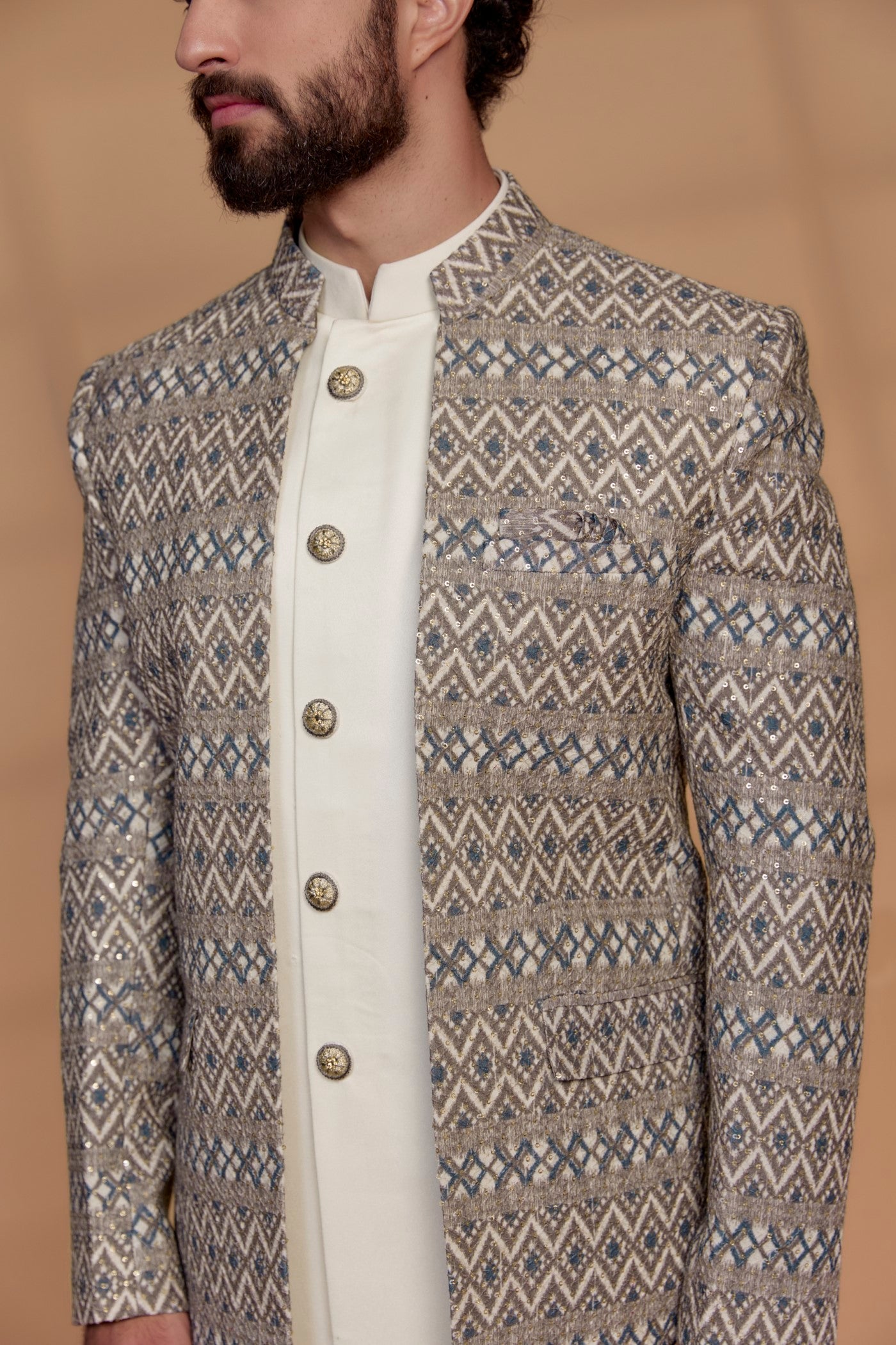 Silk & Imported Suiting Fabric Indowestern Set