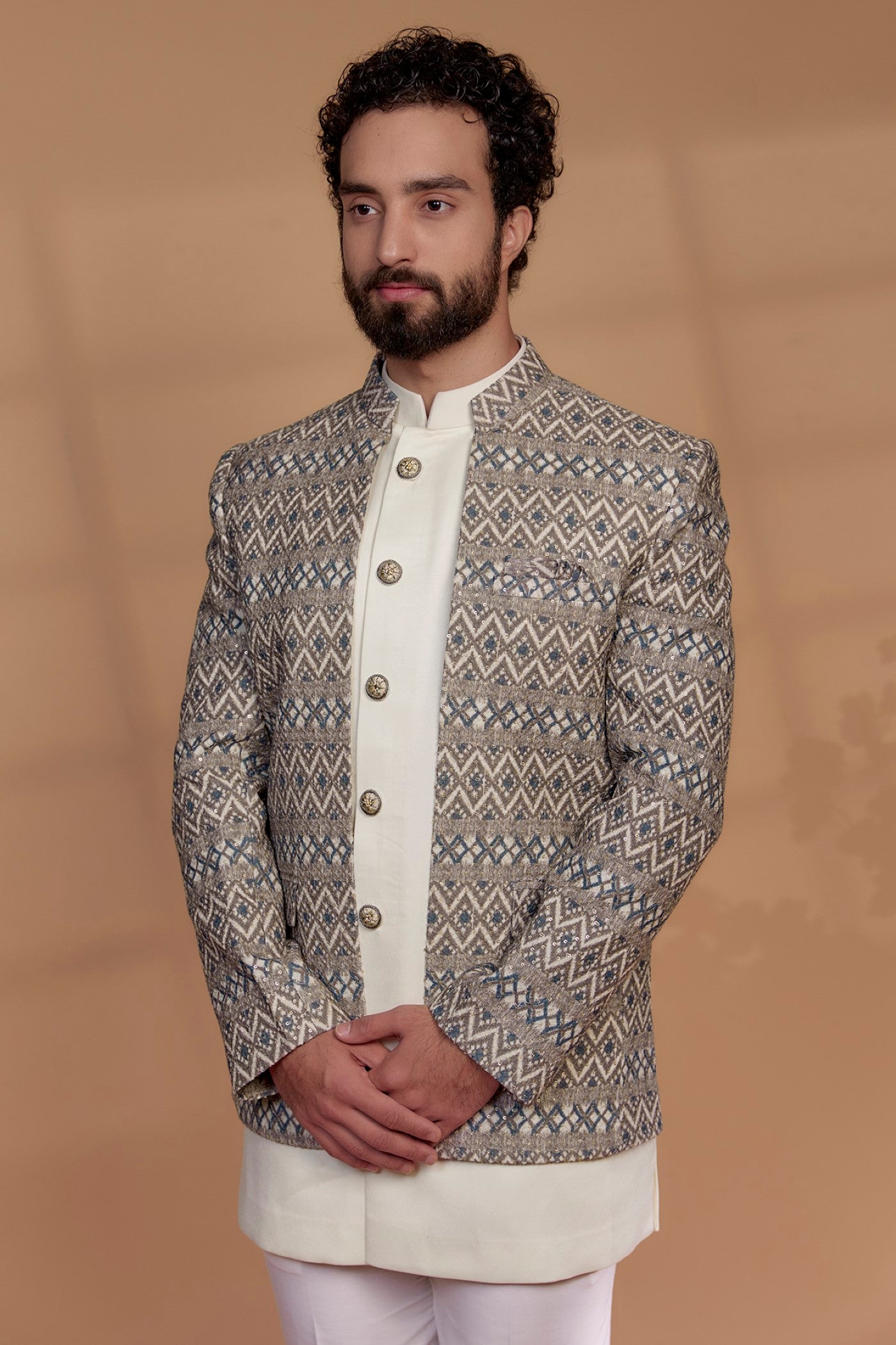 Silk & Imported Suiting Fabric Indowestern Set