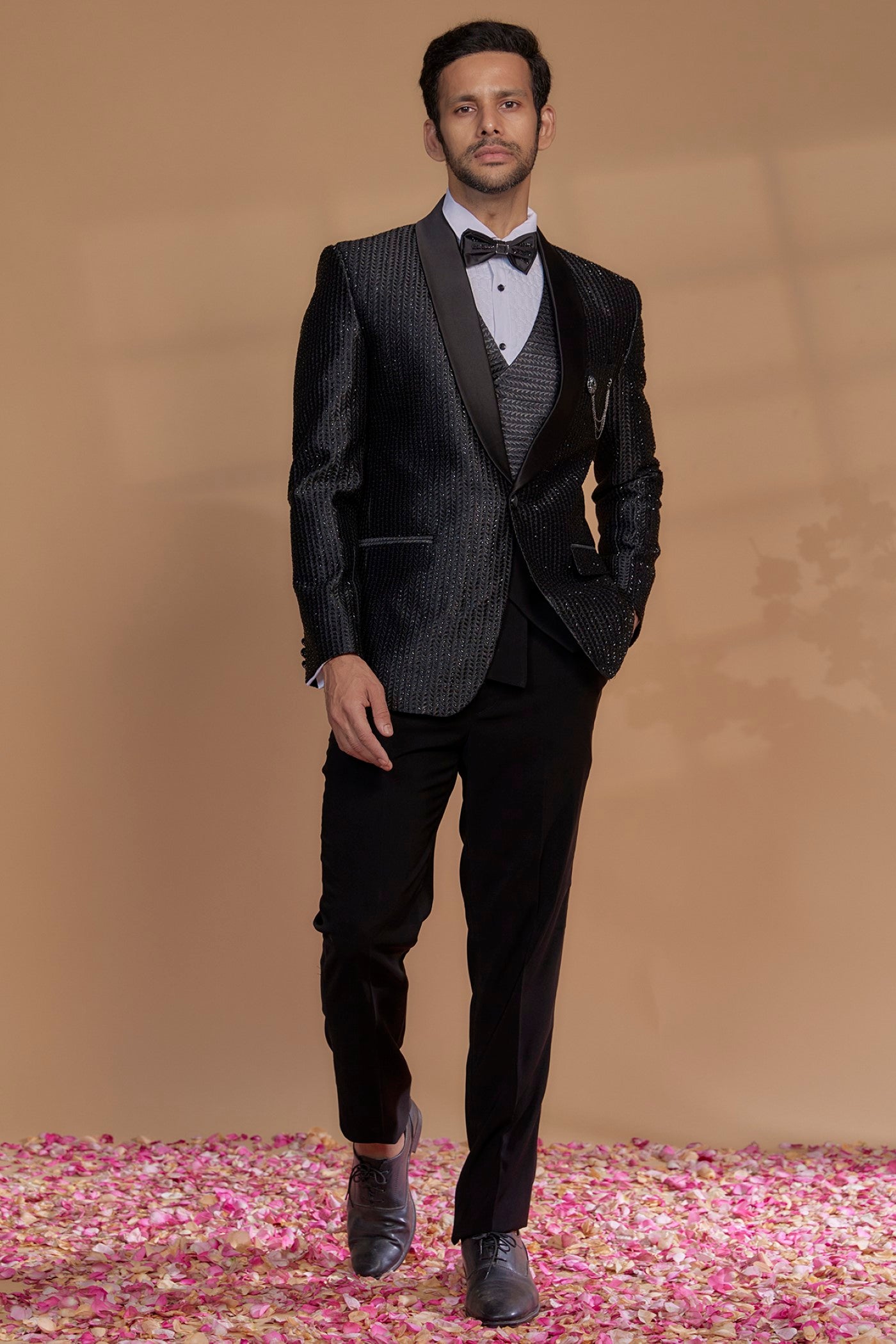 Black Velvet Tuxedo Set