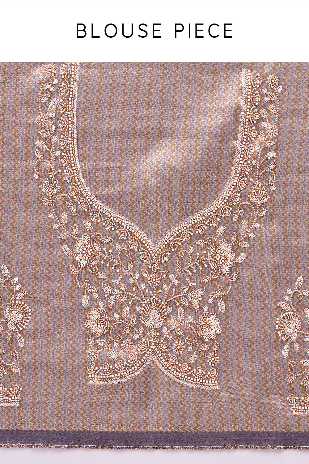 Metallic Purple Shimmer Zari Brocade Saree with Rose Gold Cutdana Embroidery