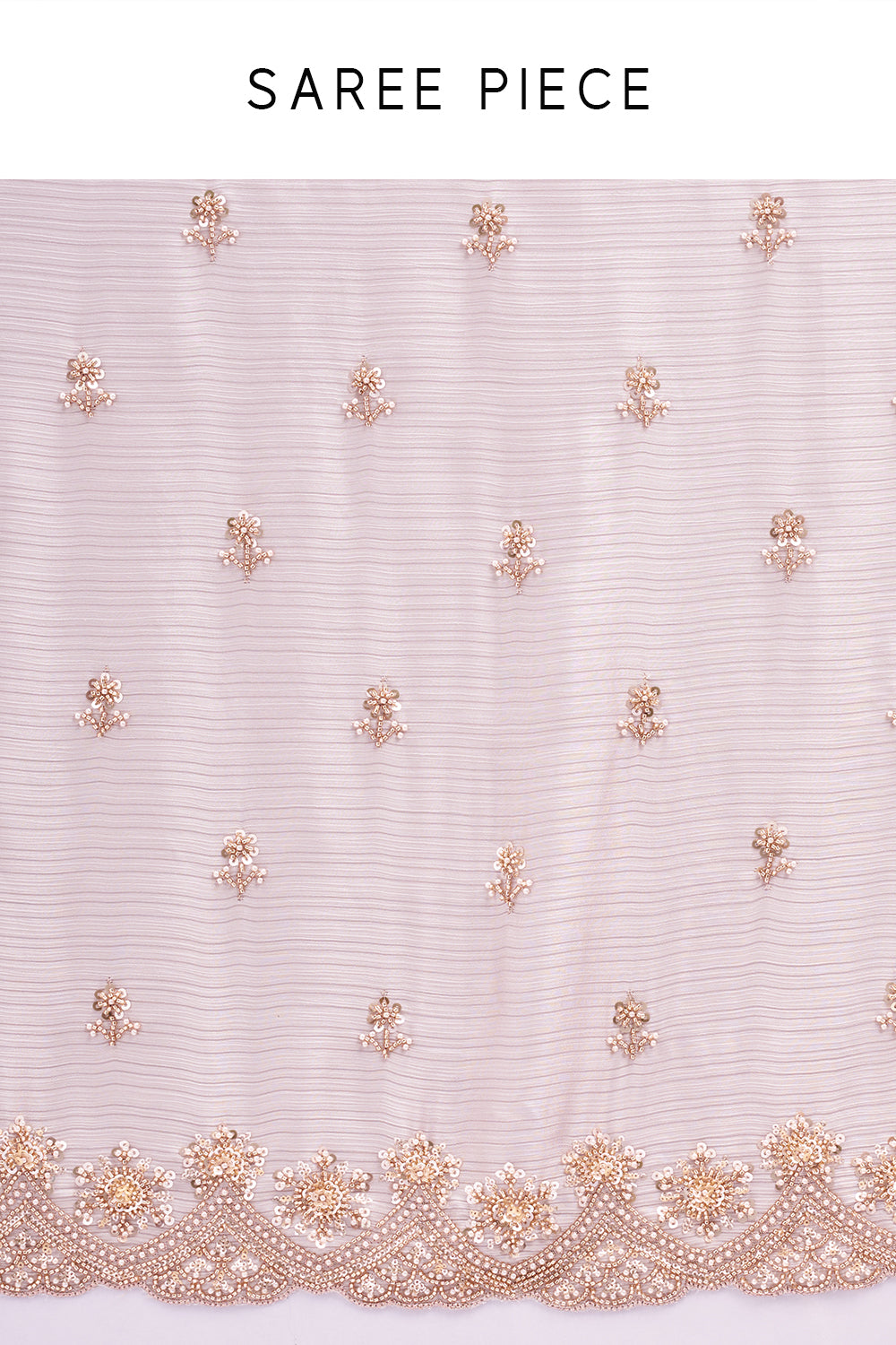 Grey Satin Crush Saree with Rose Gold Sequins