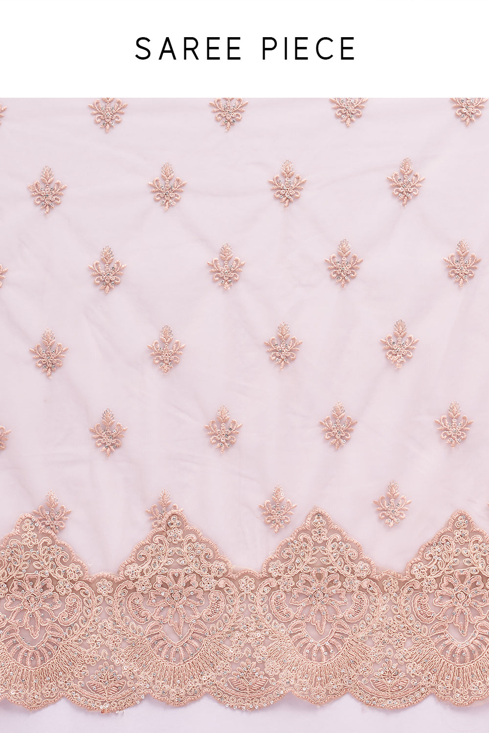 Dusty Gold and Mauve Net Saree with Crystal Hand Embellished Border