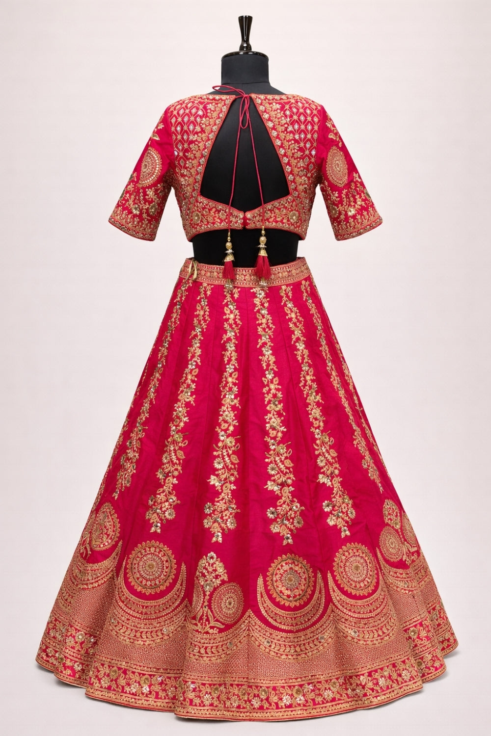Rani Pink Silk Lehenga Set with Embroidery and Sequins Work