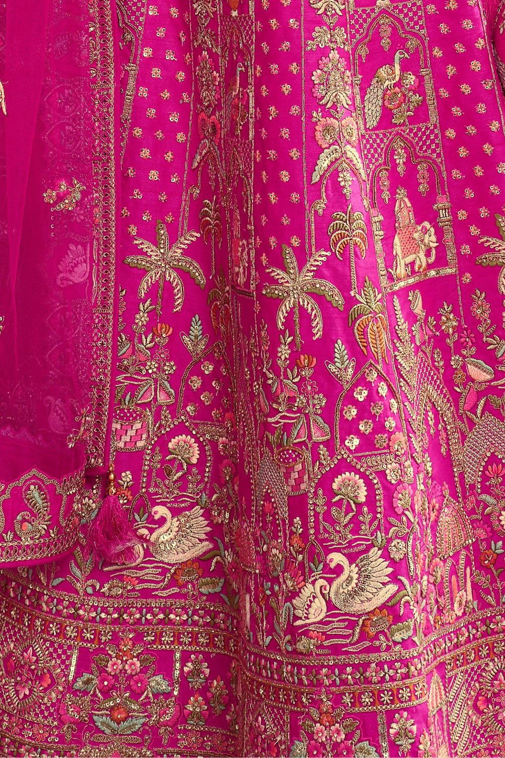 SILK BRIDAL LEHENGA CHOLI WITH STONE AND CUTDANA