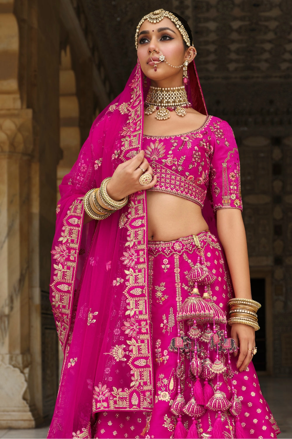 SILK BRIDAL LEHENGA CHOLI WITH STONE AND SEQUINS