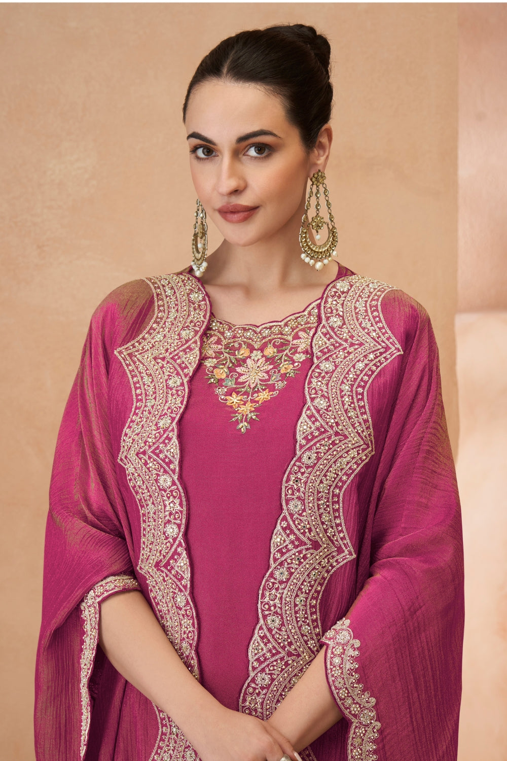 SILK PALAZZO SUIT WITH MIRROR AND CUTDANA