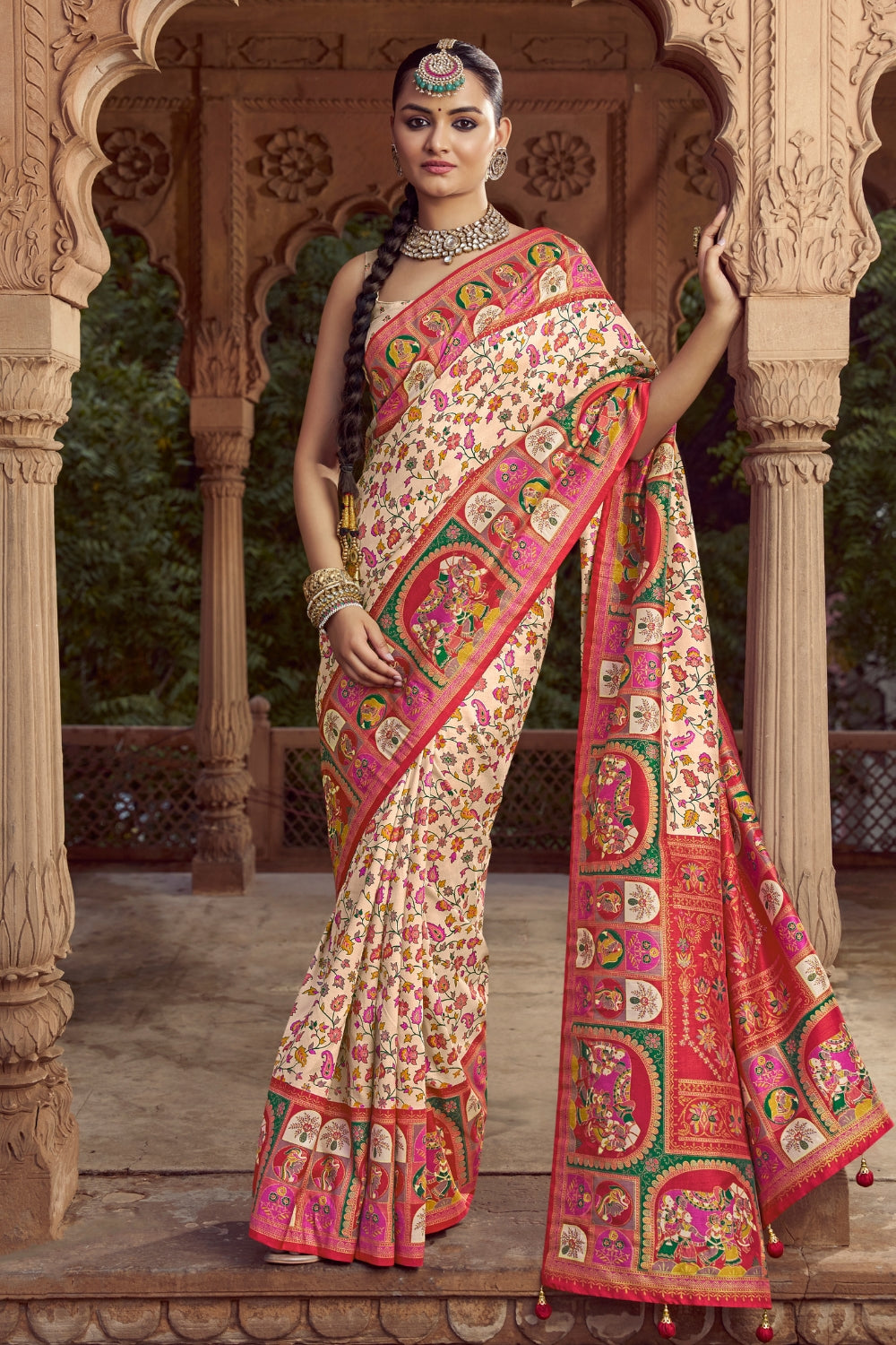 SILK SAREE WITH ALL OVER PRINT