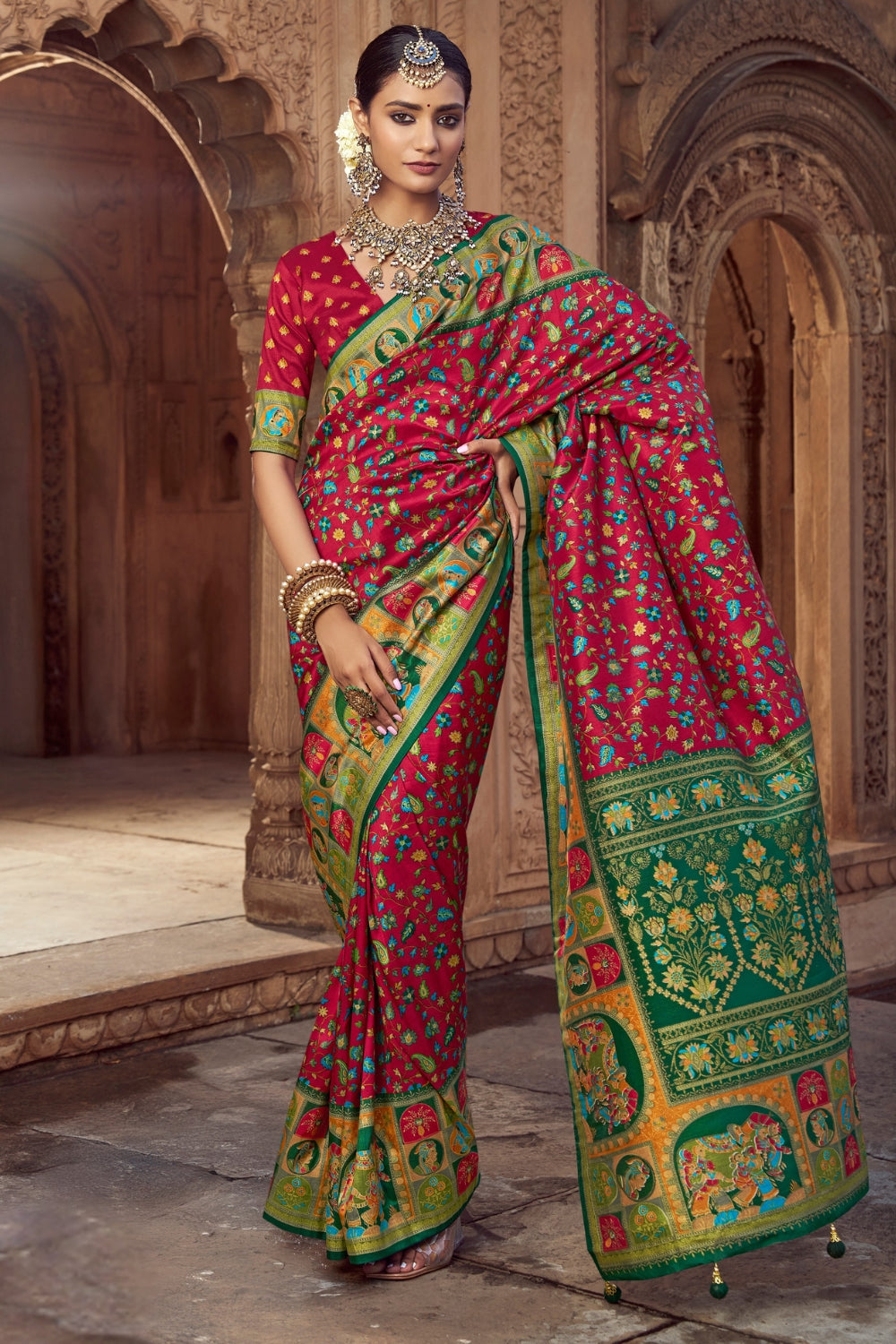 SILK SAREE WITH ALL OVER PRINT