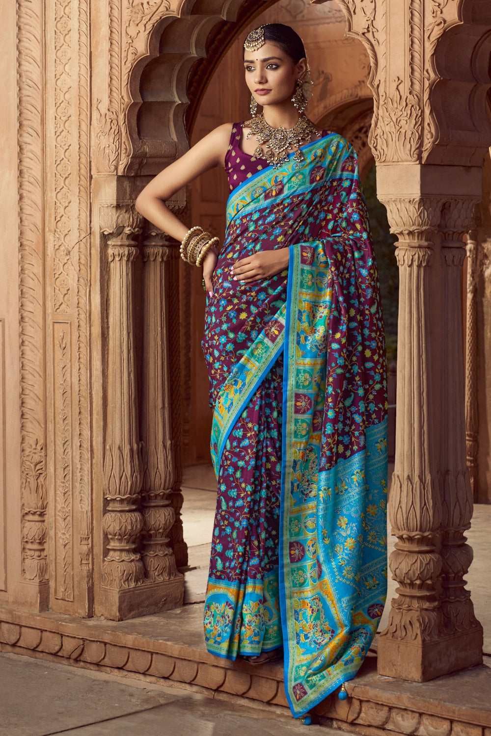 SILK SAREE WITH ALL OVER PRINT