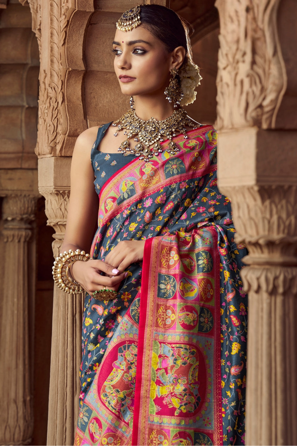 SILK SAREE WITH ALL OVER PRINT